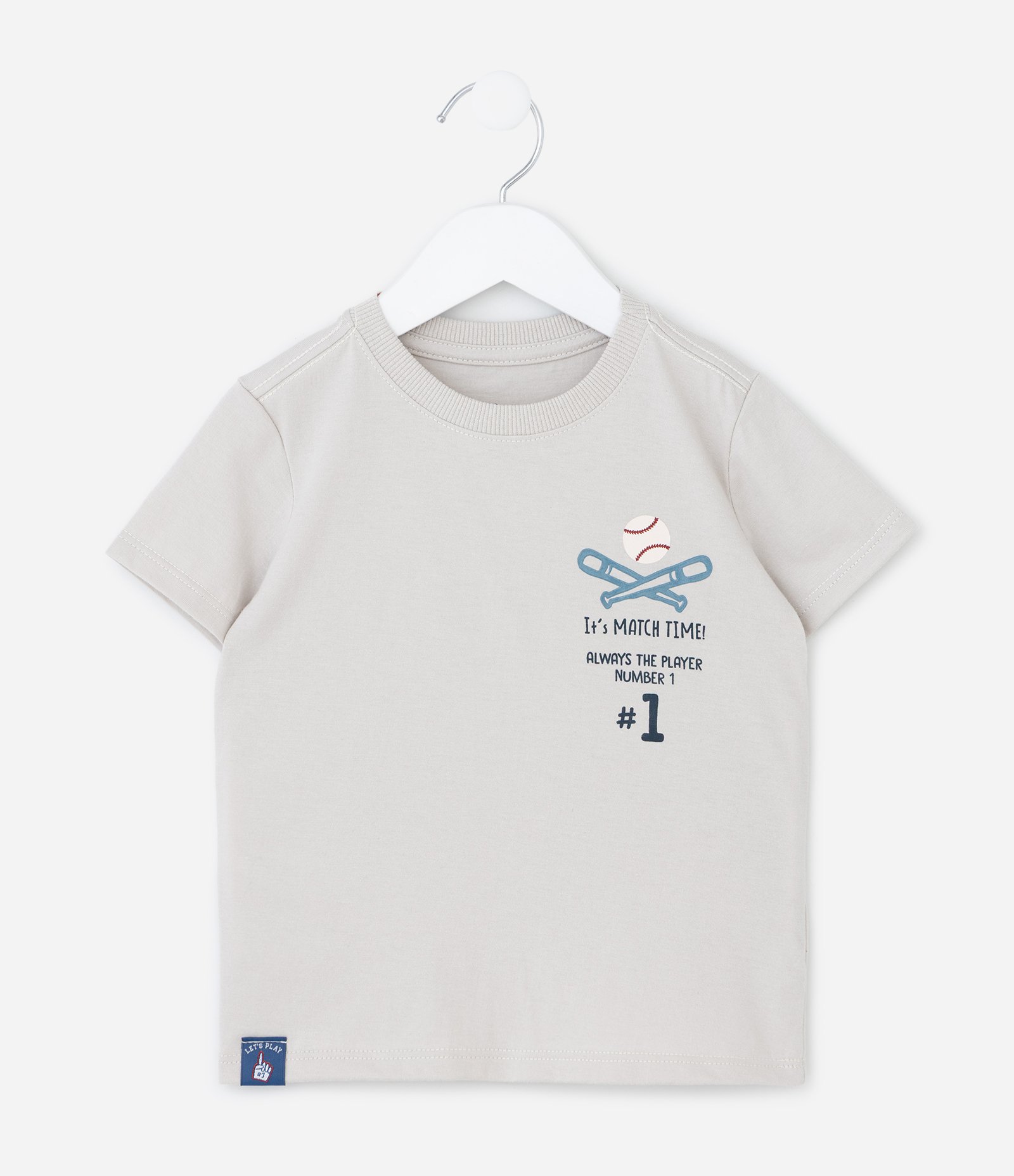 Camiseta Infantil com Estampa de Baseball - Tam 1 a 6 Anos Cinza 1