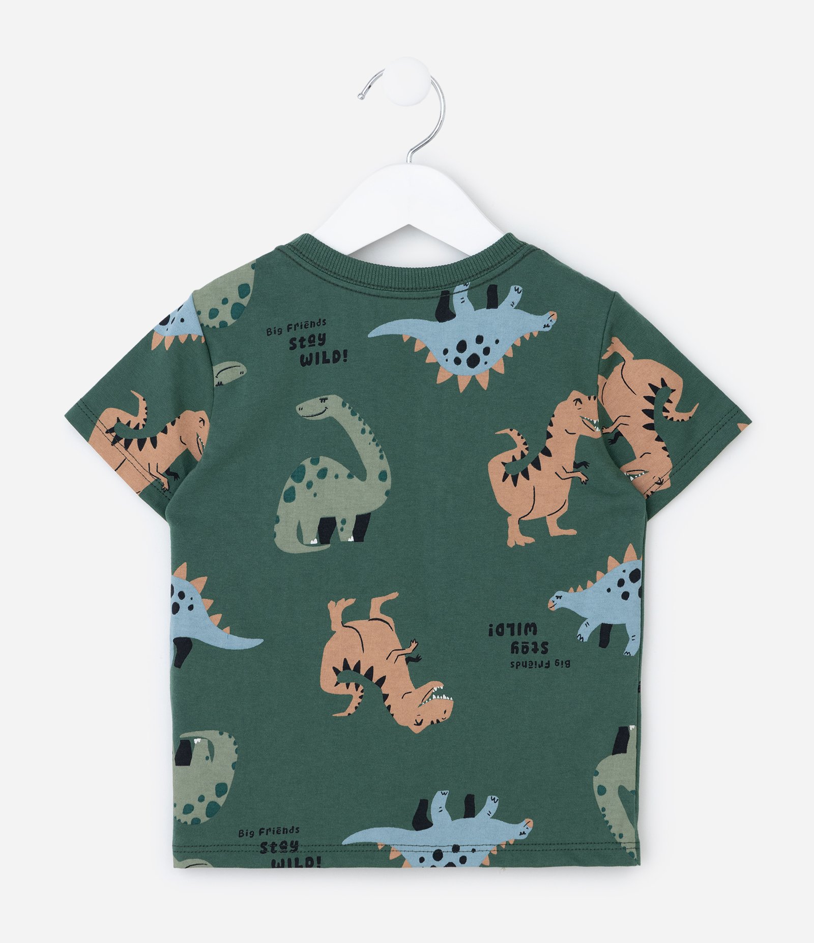 Camiseta Infantil com Estampa de Dinos - Tam 1 a 6 Anos Verde 2