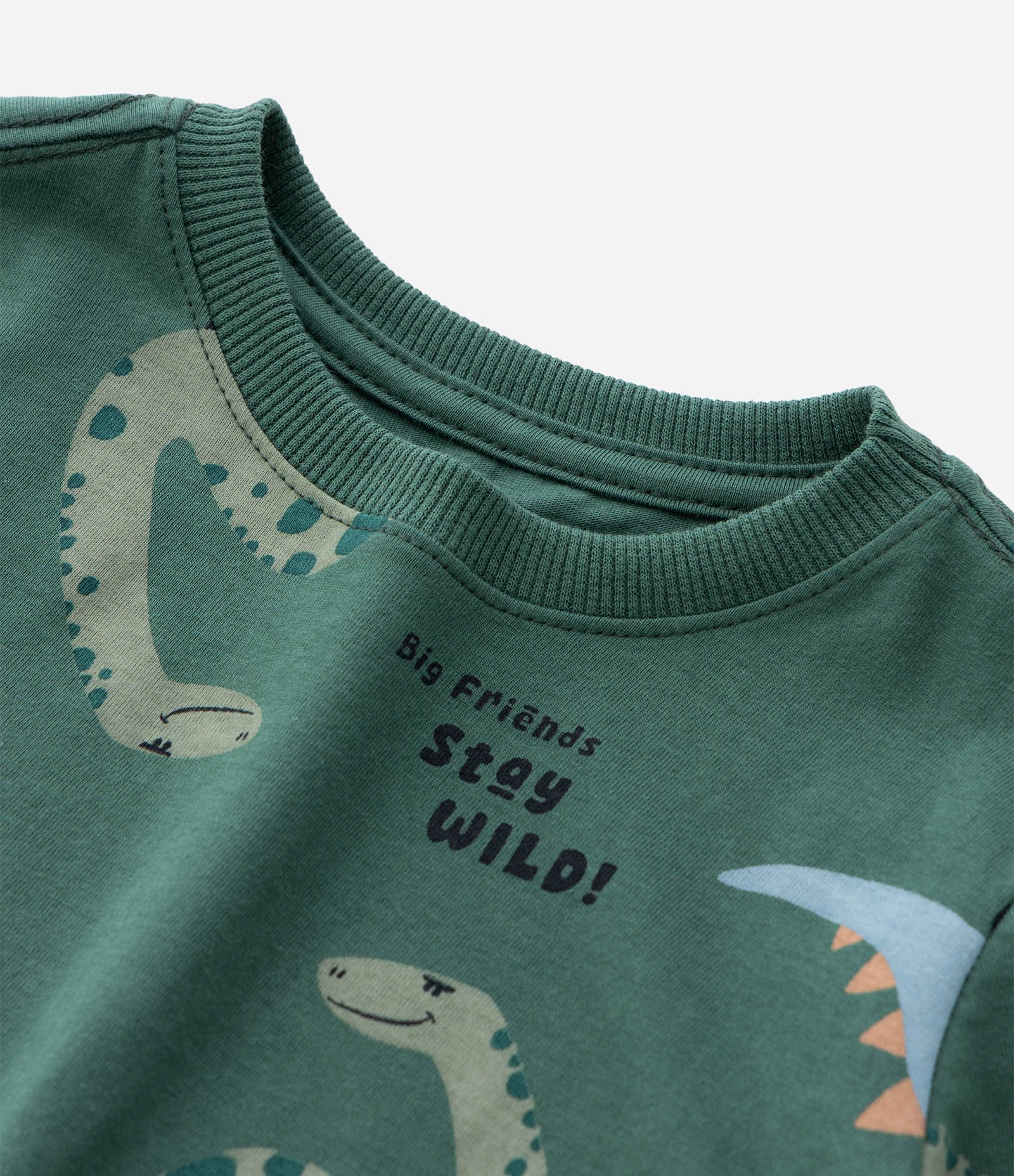 Camiseta Infantil com Estampa de Dinos - Tam 1 a 6 Anos Verde 5