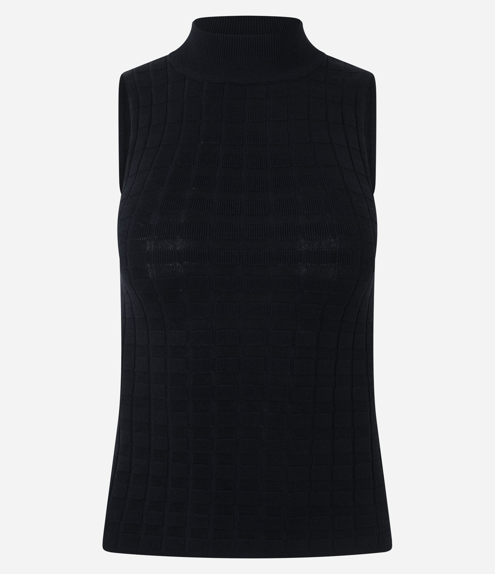 Blusa em Tricô Texturizado com Gola Alta Preto 5