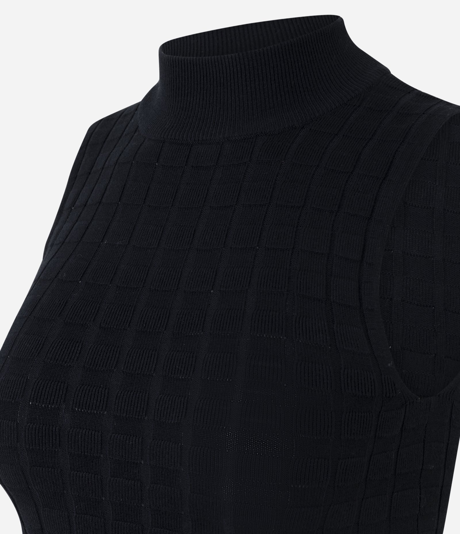 Blusa em Tricô Texturizado com Gola Alta Preto 6