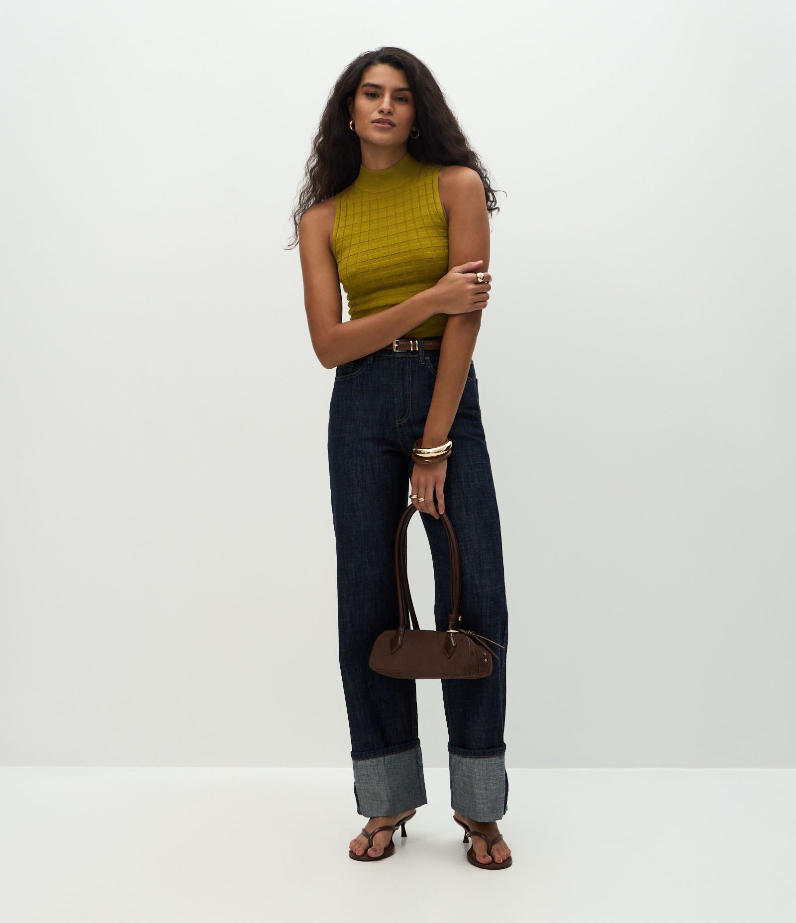 Blusa em Tricô Texturizado com Gola Alta Verde 2
