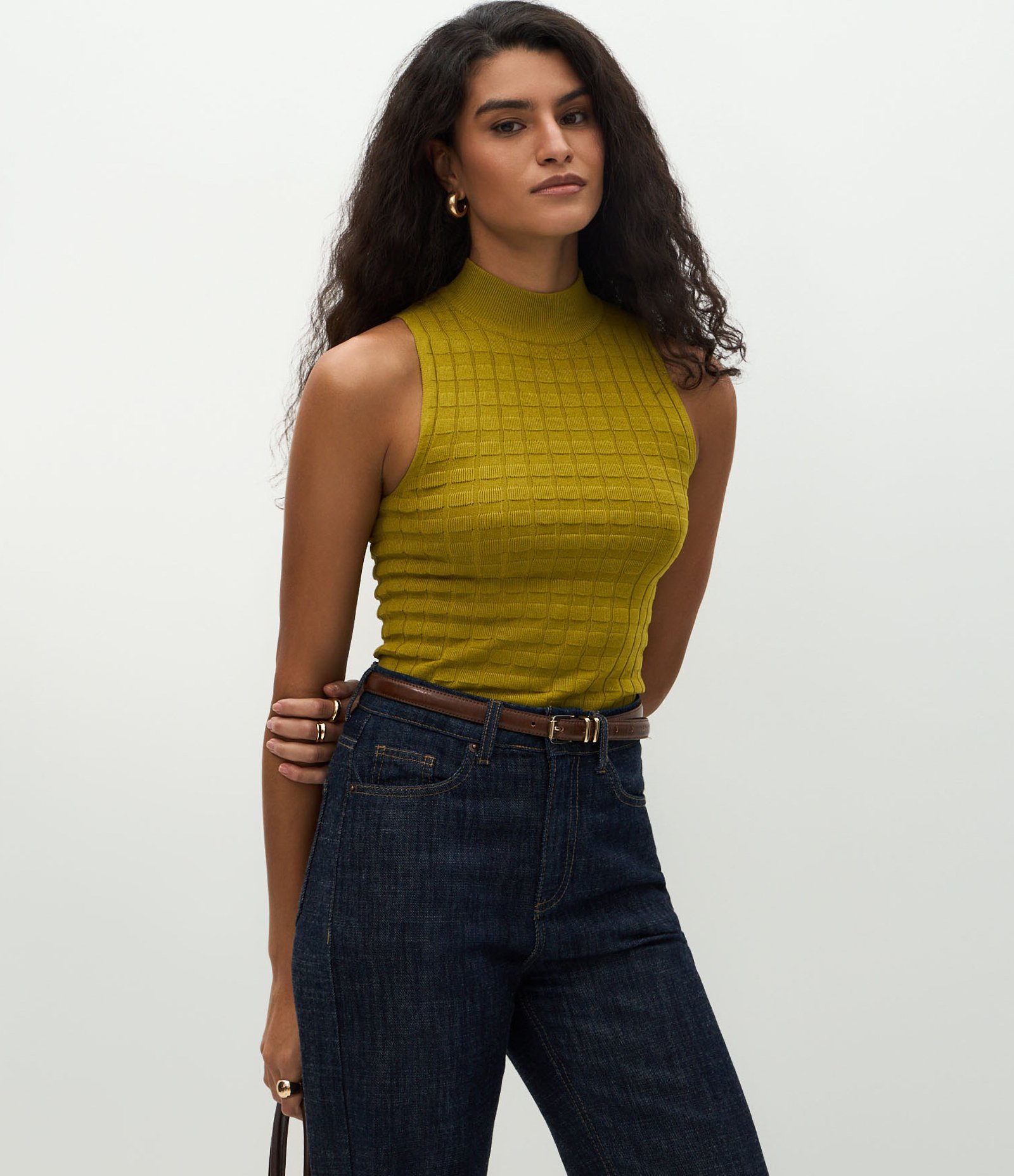 Blusa em Tricô Texturizado com Gola Alta Verde 3
