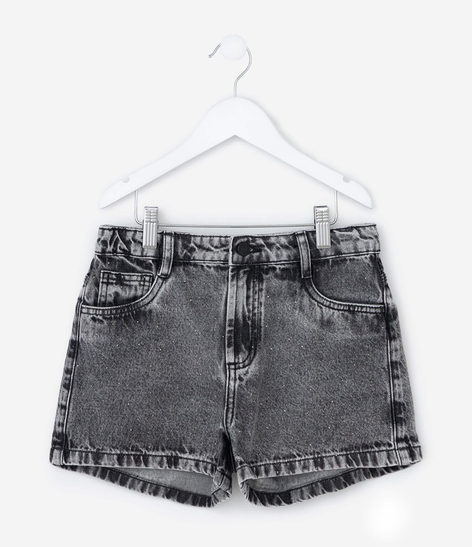 Short Infantil em Jeans com Aplicação de Brilhos - Tam 5 a 14 Anos Preto 2