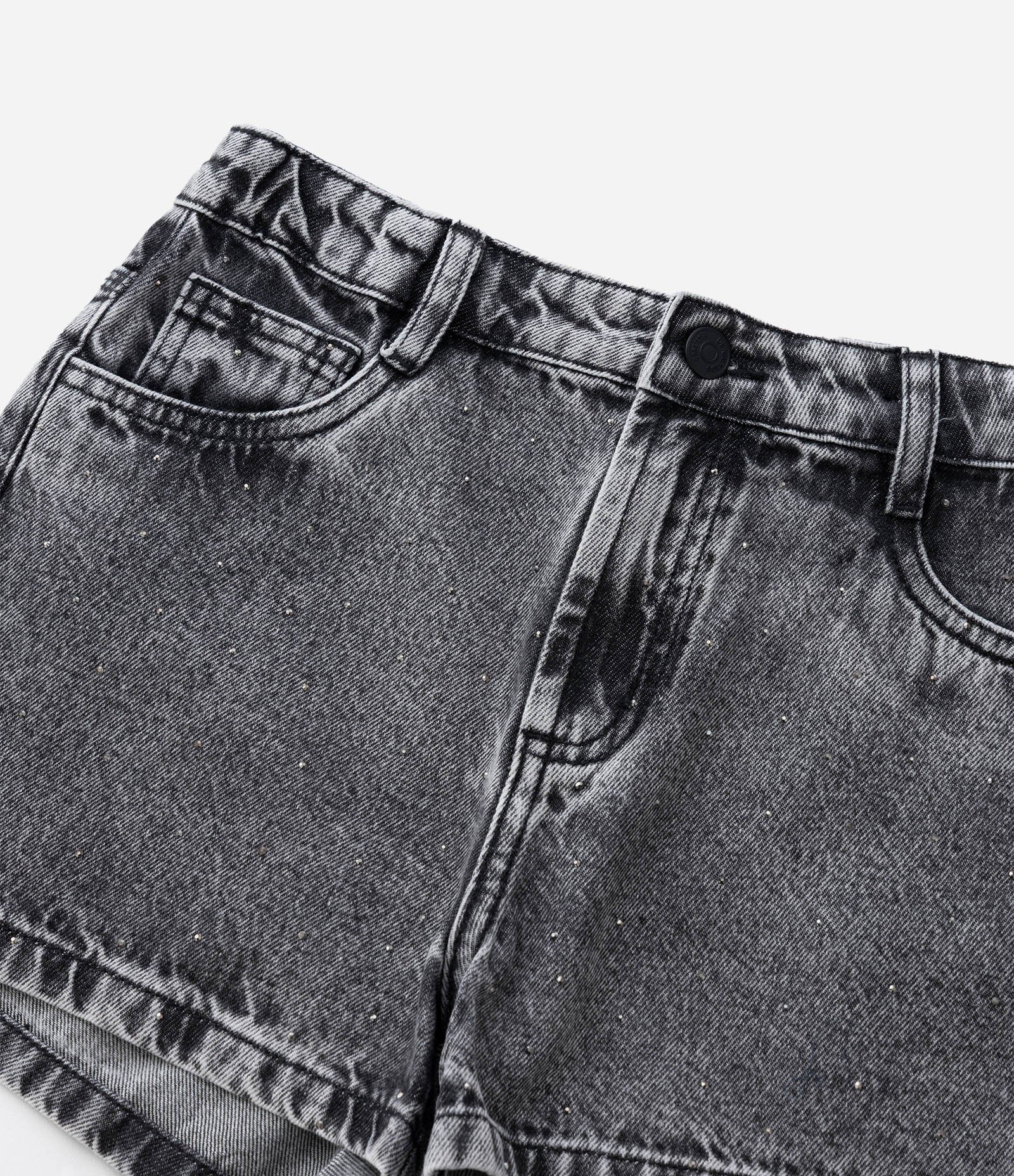 Short Infantil em Jeans com Aplicação de Brilhos - Tam 5 a 14 Anos Preto 6
