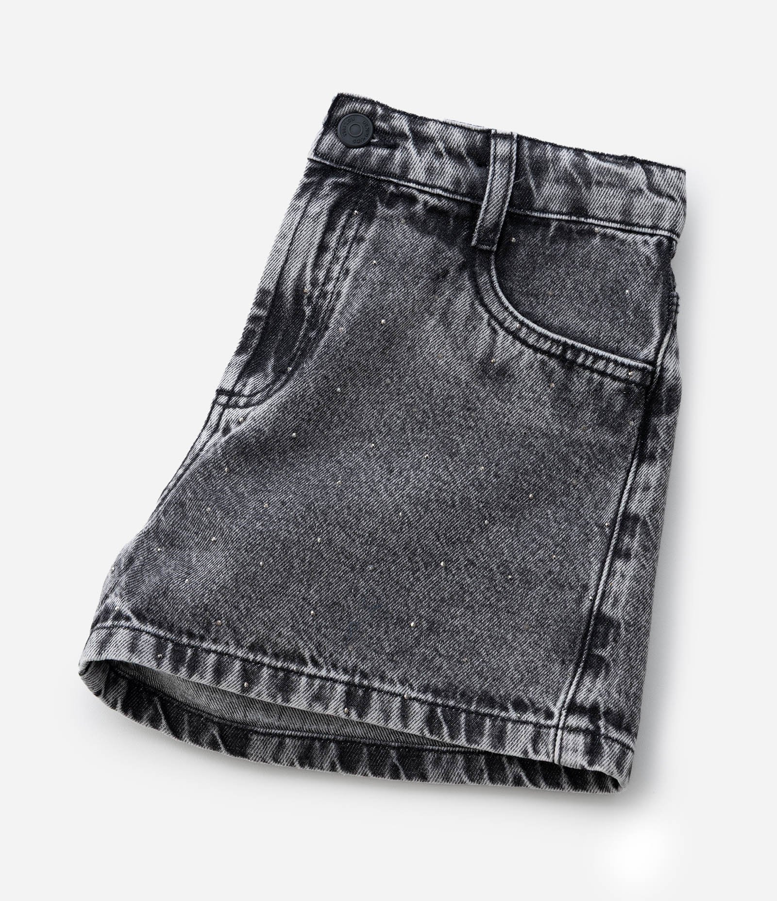 Short Infantil em Jeans com Aplicação de Brilhos - Tam 5 a 14 Anos Preto 8