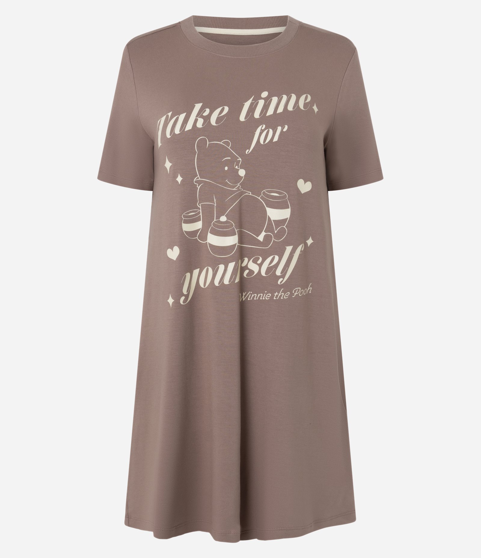 Camisola em Viscose com Estampa Ursinho Pooh Marrom 1