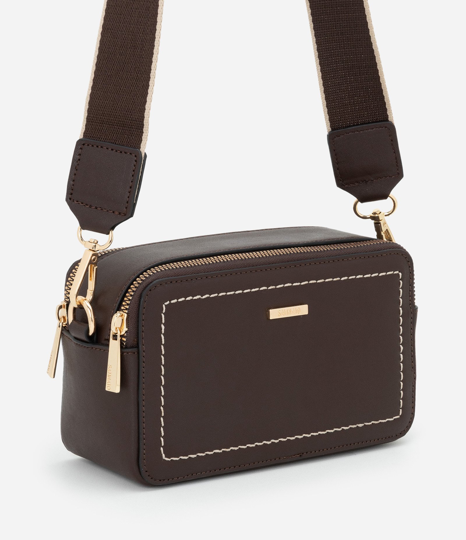 Bolsa Pequena com Alça Longa Transversal Marrom 1