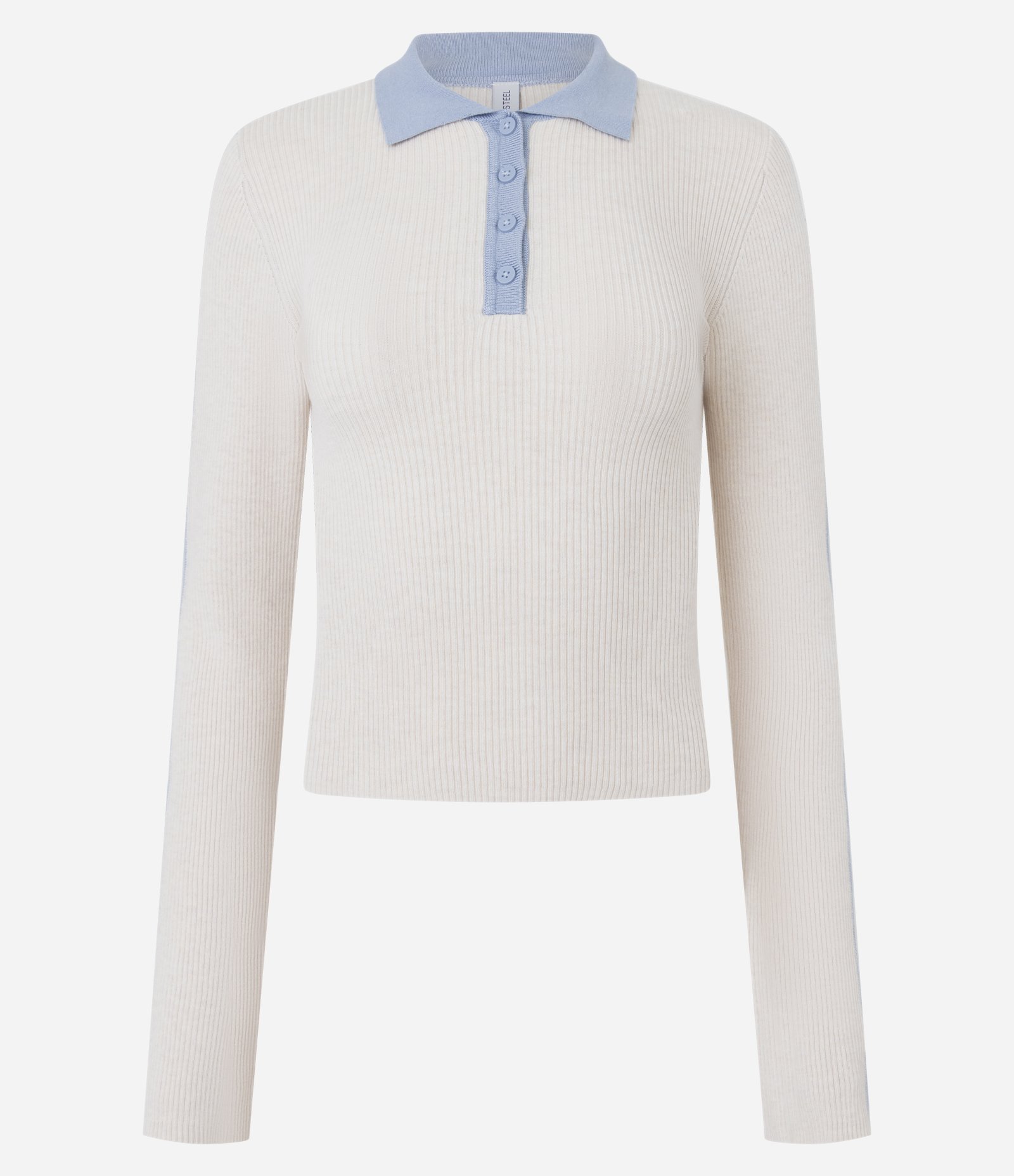 Blusa Polo em Tricô com Abotoamento na Gola Off White 5