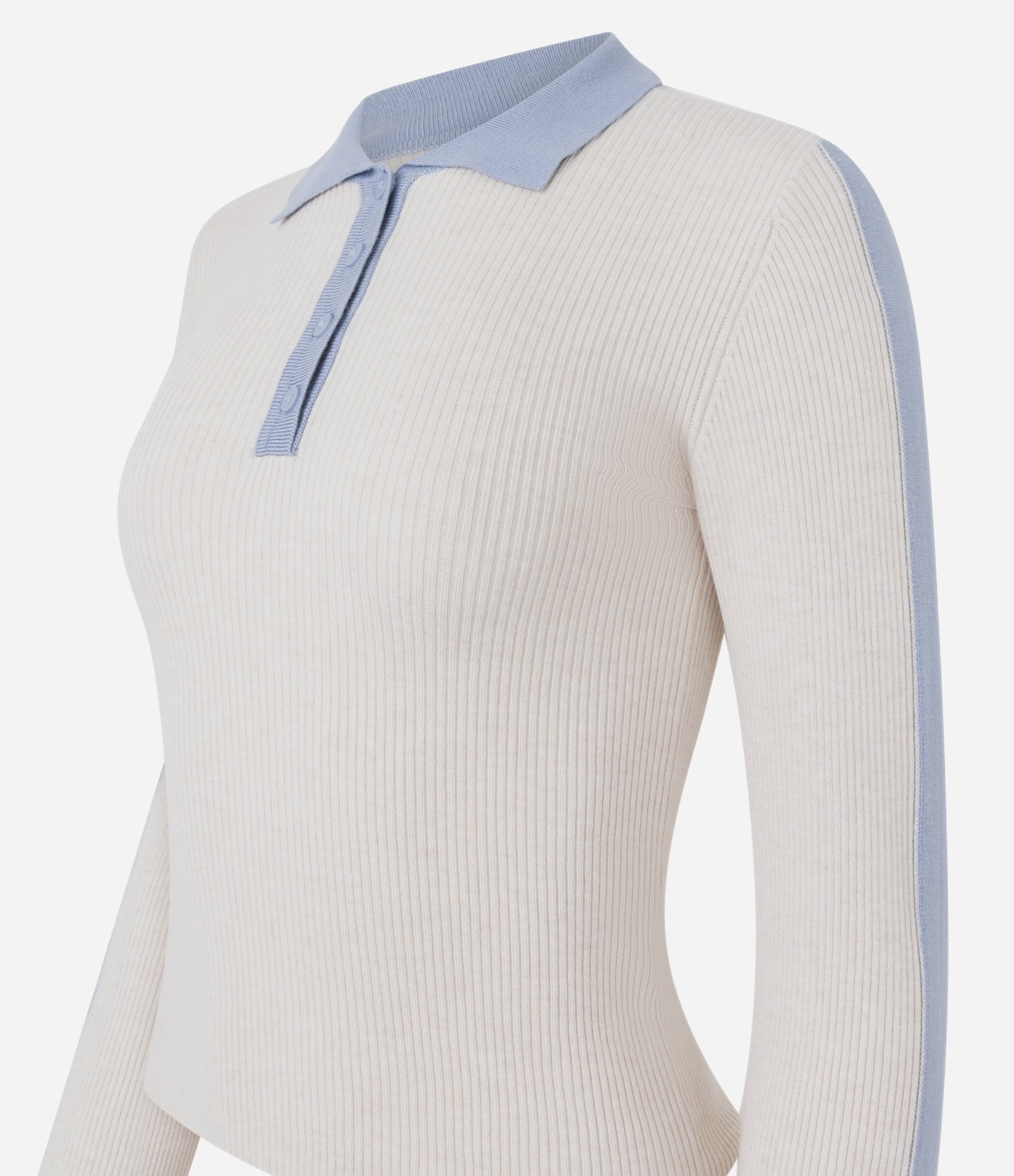 Blusa Polo em Tricô com Abotoamento na Gola Off White 6