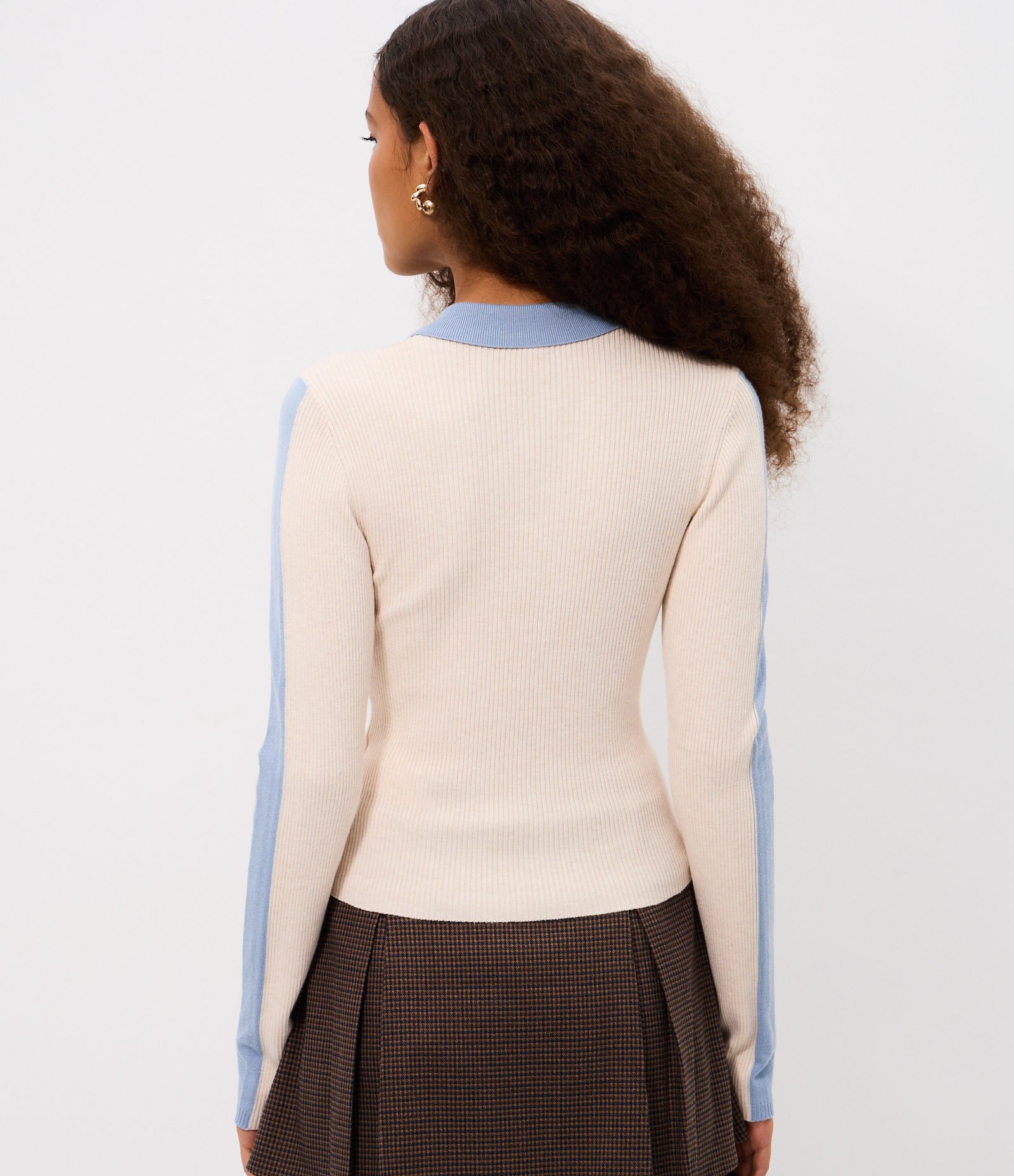 Blusa Polo em Tricô com Abotoamento na Gola Off White 4