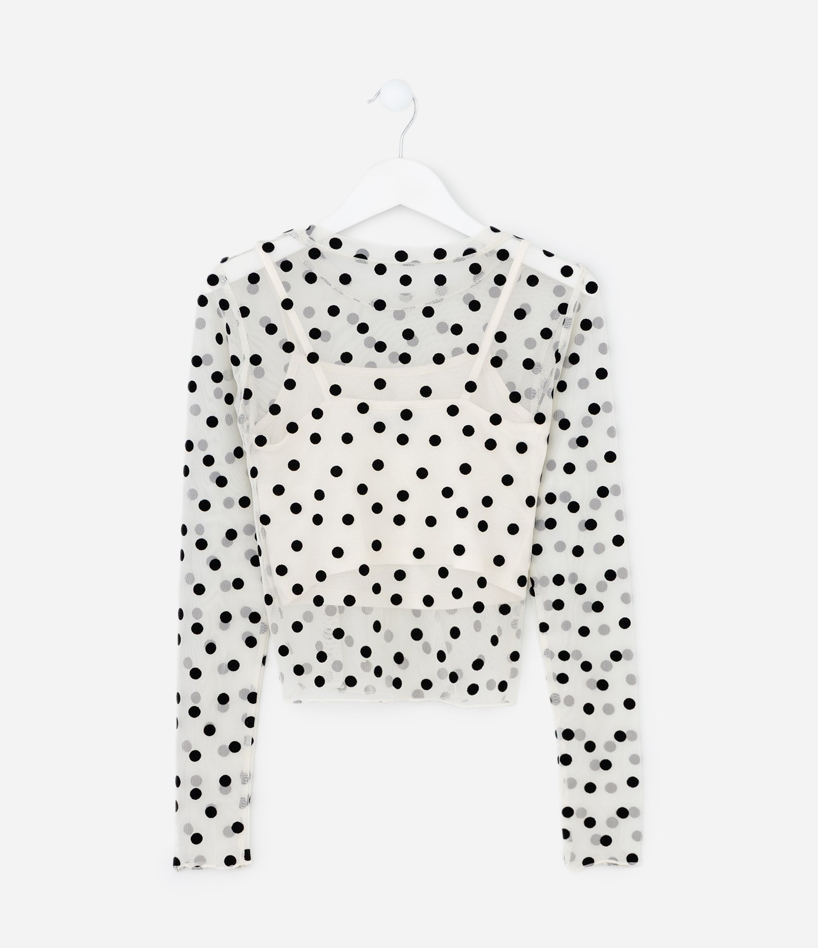 Camiseta Infantil em Tule Poá com Gola Alta e Regata Interna – Tam 5 a 14 Anos Branco 2