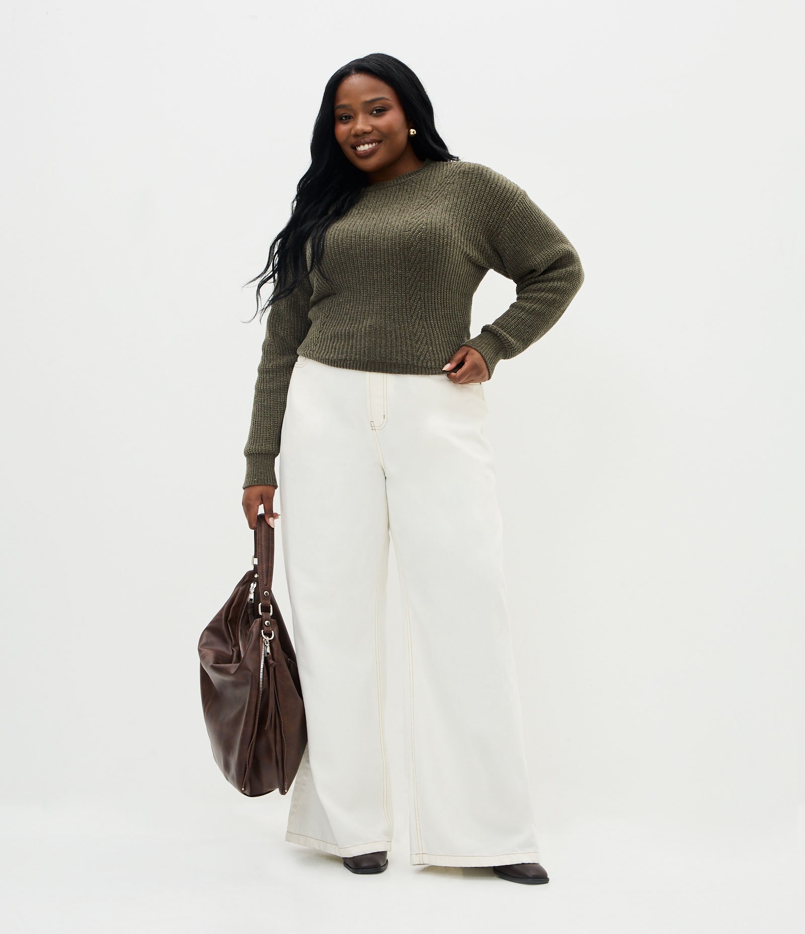 Suéter Amplo em Tricô Chenille Curve & Plus Size Verde 2