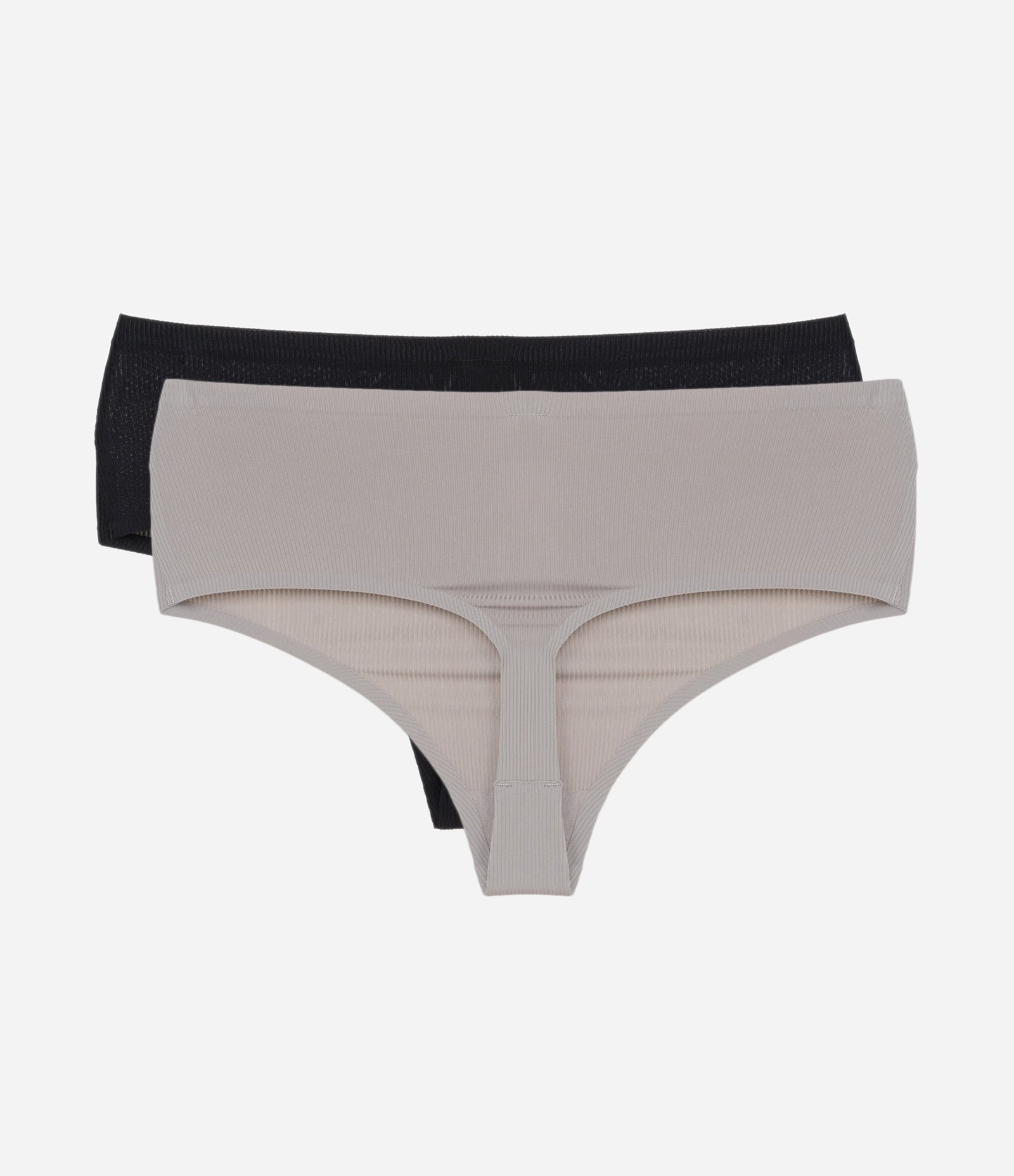 Kit 02 Calcinhas Altas em Microfibra Cinza/Preto 7