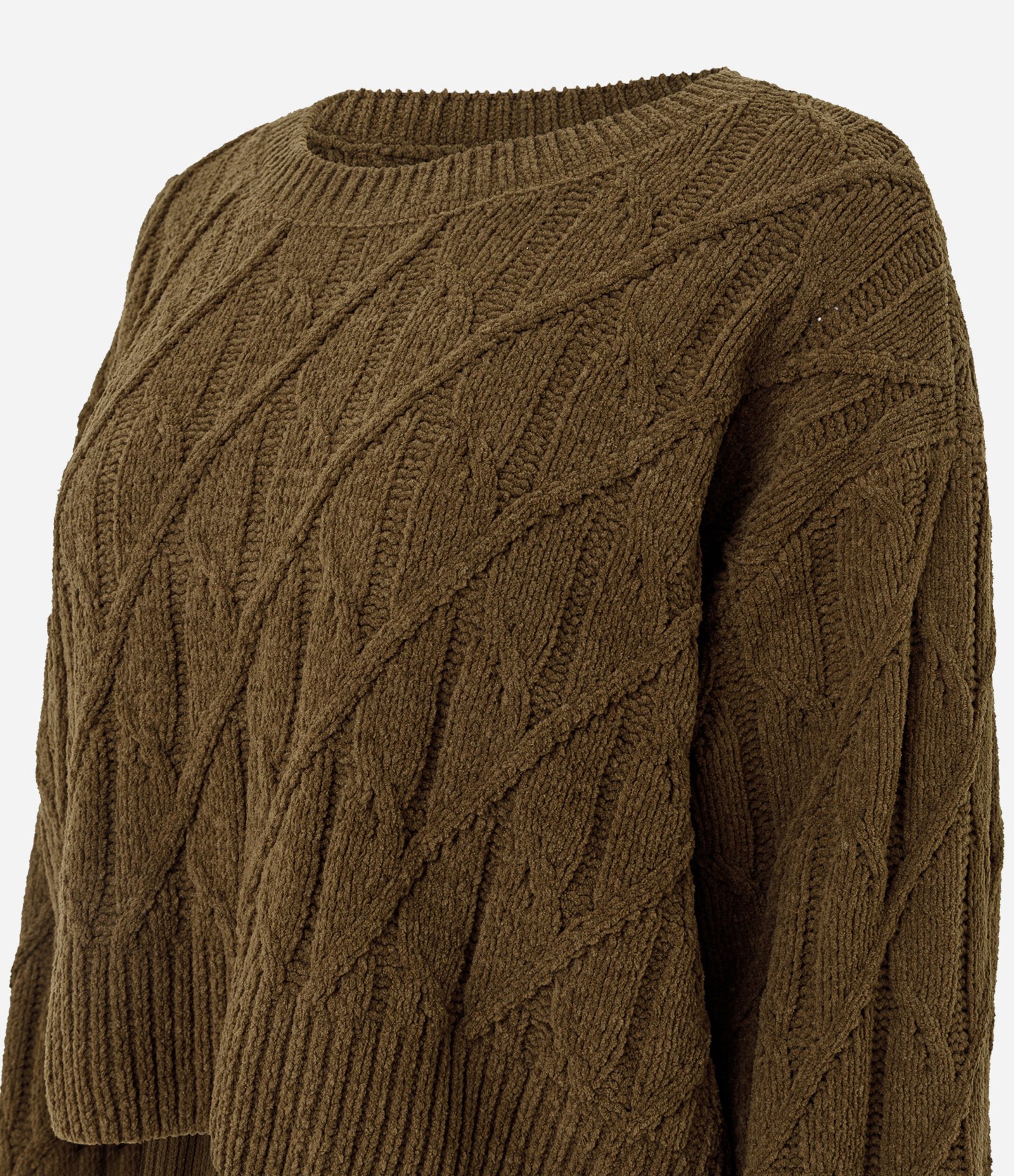 Blusão Canelada em Tricô com Manga Longa Verde Oliva 6