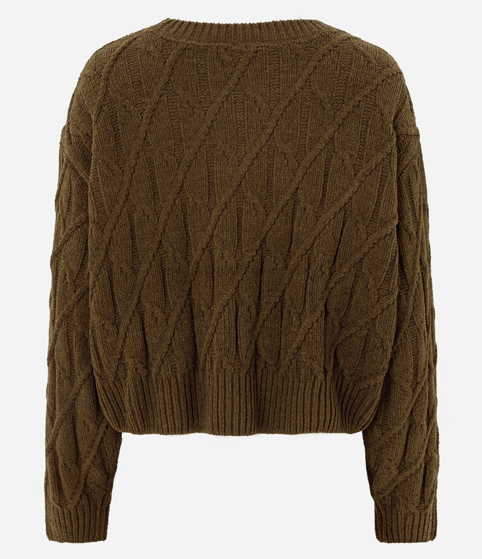 Blusão Canelada em Tricô com Manga Longa Verde Oliva 7