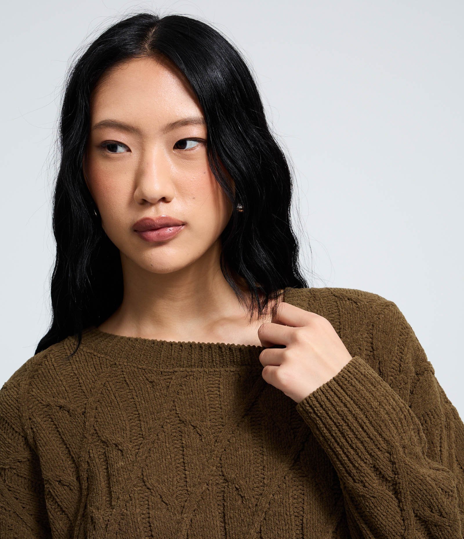 Blusão Canelada em Tricô com Manga Longa Verde Oliva 4