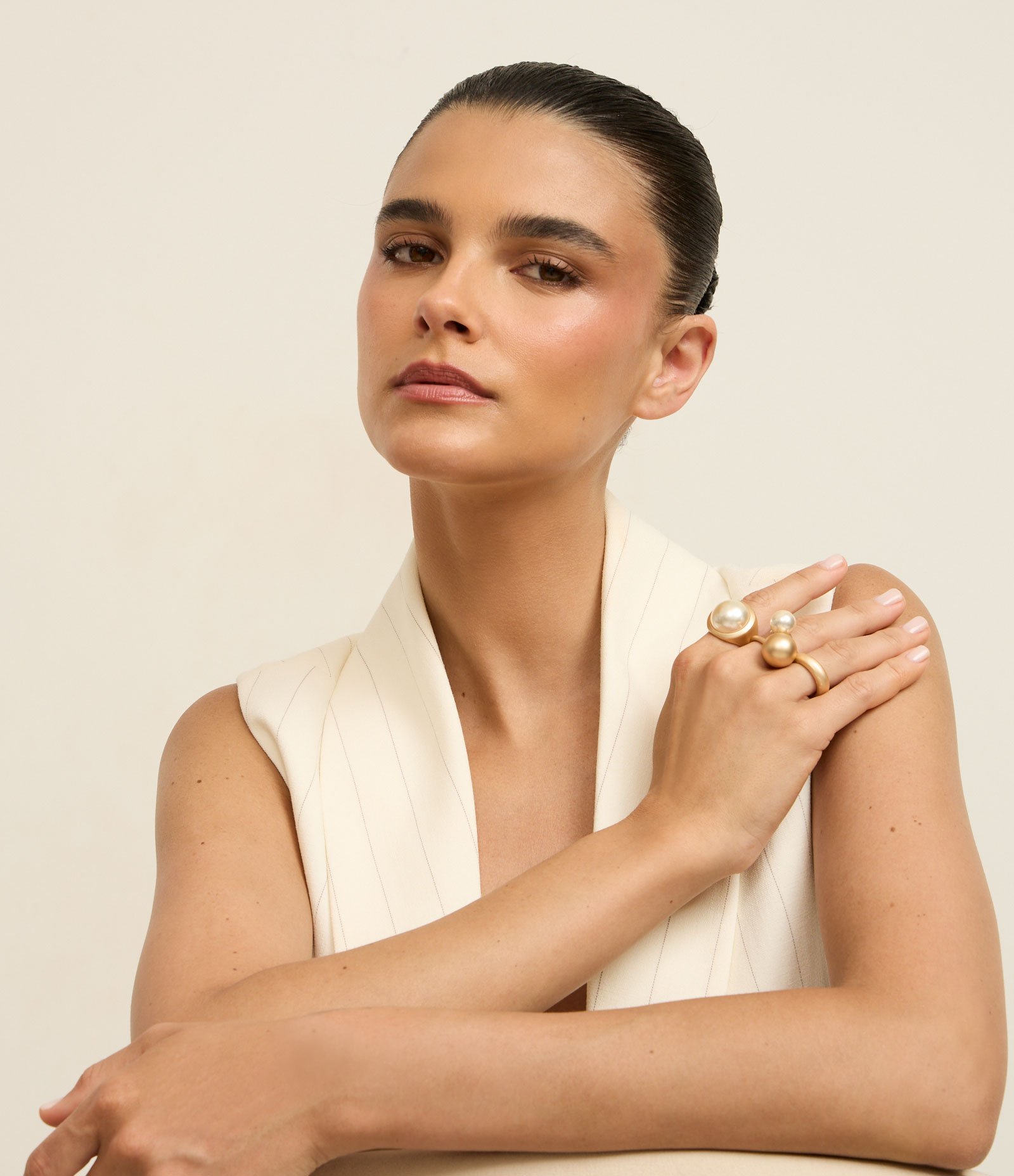 Kit 03 Anéis em Metal com Diferentes Formas Dourado 1