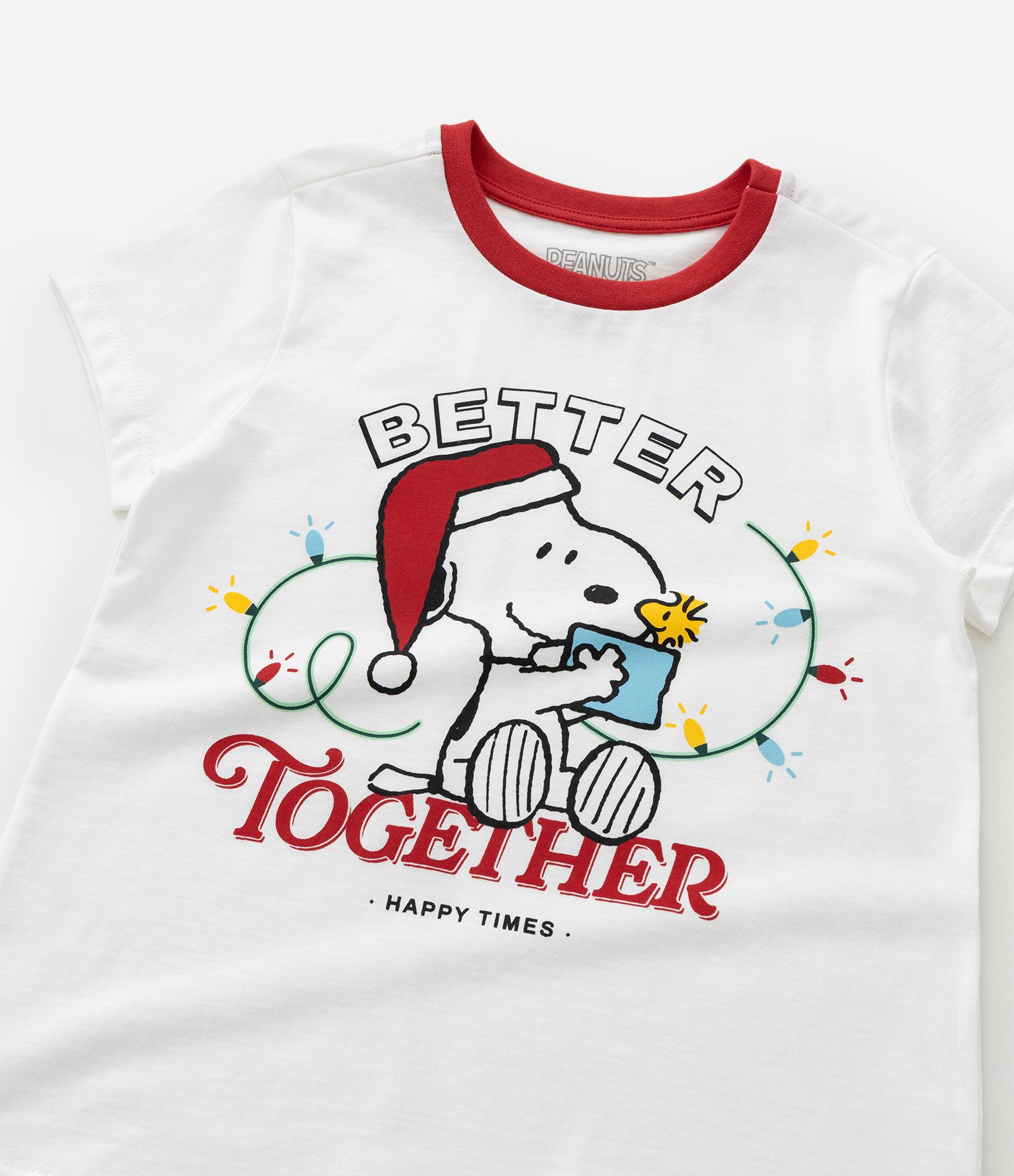 Pijama Curto Infantil com Estampa Xadrez de Natal Snoopy - Tam 2 a 14 Anos Vermelho 10