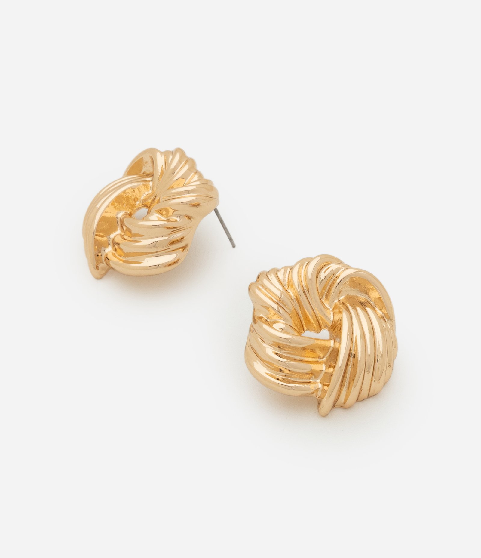 Brinco Botão com Espiral Torcido e Furo Central Dourado 2