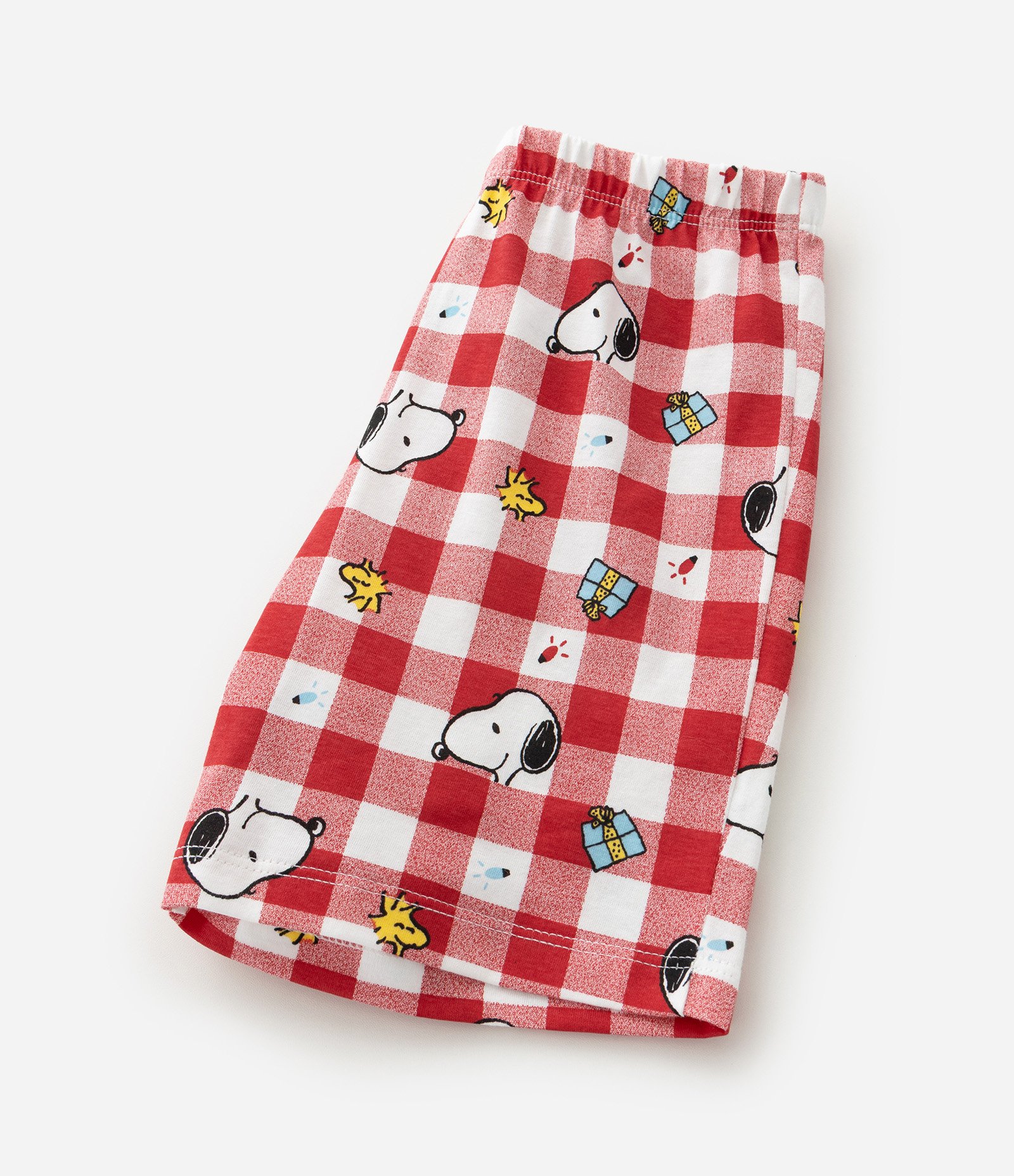 Pijama Curto Infantil com Estampa Xadrez de Natal Snoopy - Tam 2 a 14 Anos Vermelho 8
