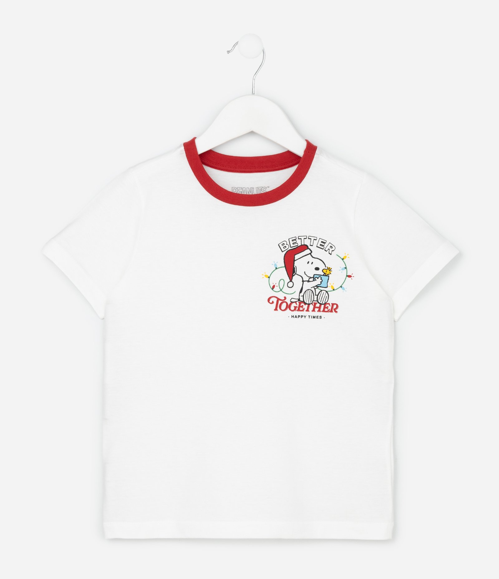 Pijama Curto Infantil com Estampa Xadrez de Natal Snoopy - Tam 2 a 14 Anos Vermelho 2