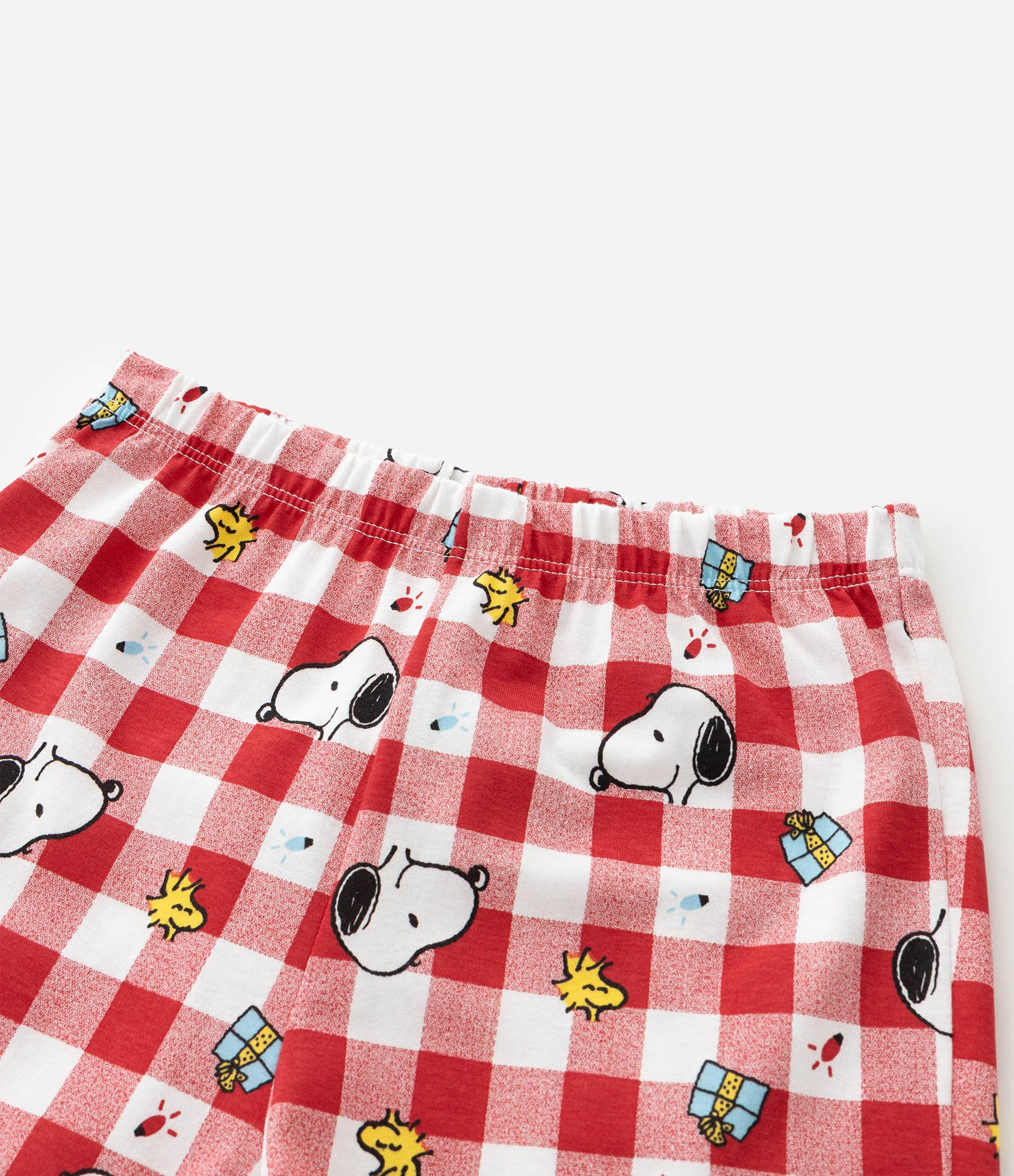 Pijama Curto Infantil com Estampa Xadrez de Natal Snoopy - Tam 2 a 14 Anos Vermelho 6