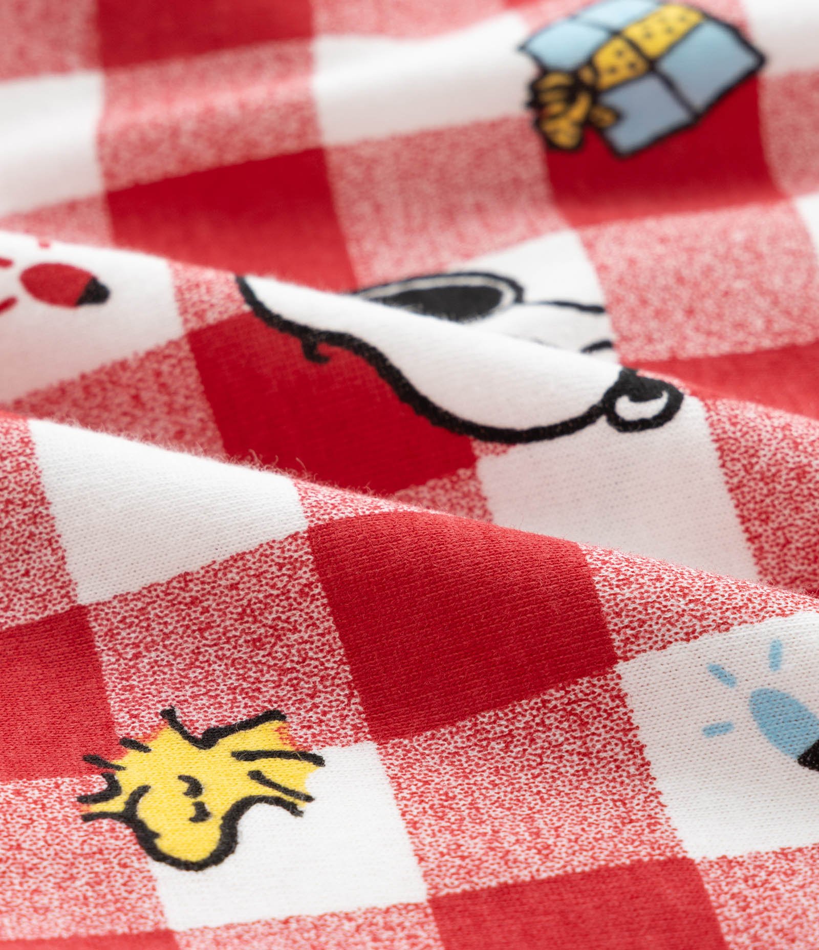 Pijama Curto Infantil com Estampa Xadrez de Natal Snoopy - Tam 2 a 14 Anos Vermelho 7