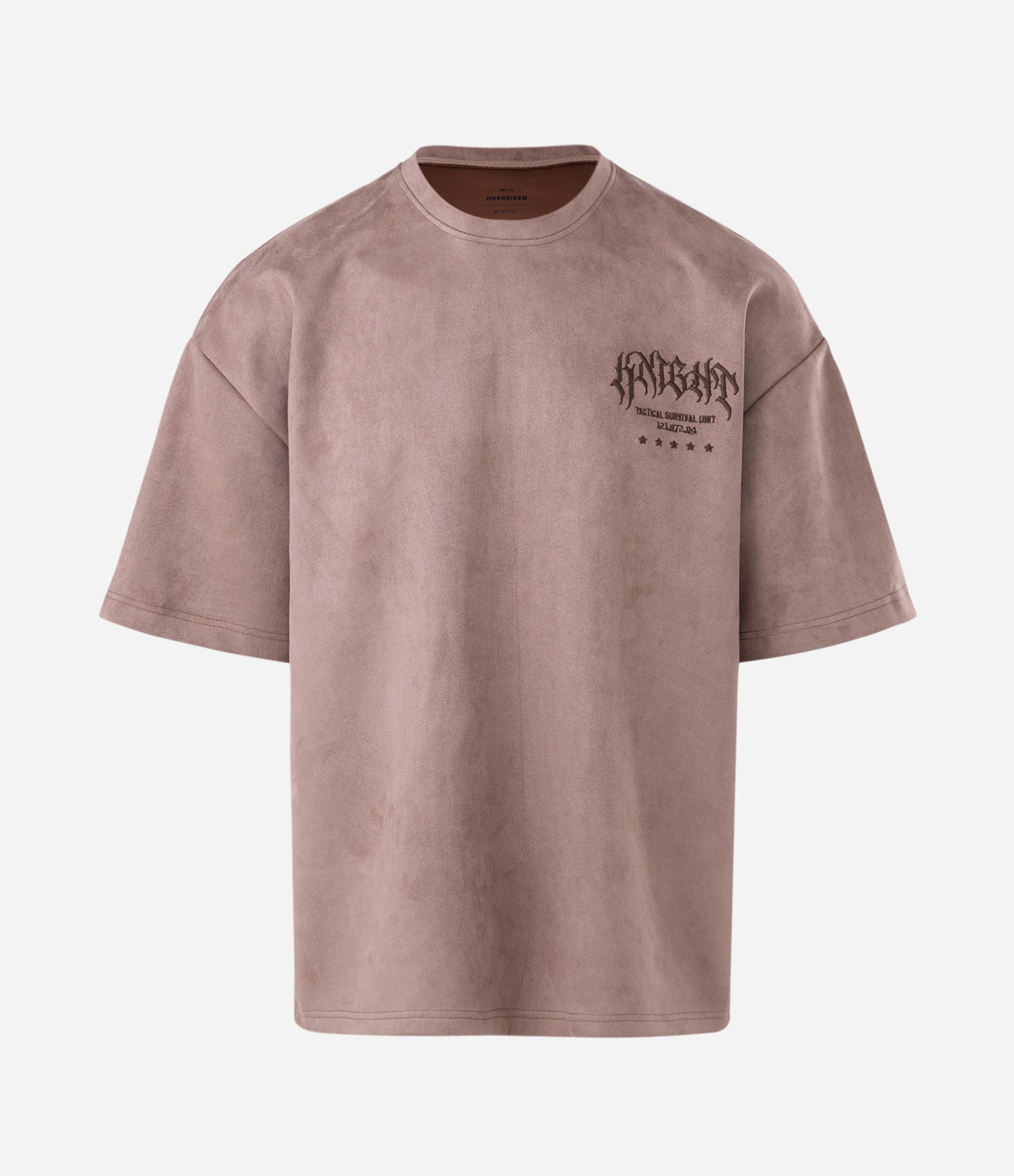 Camiseta Manga Curta em Suede com Lettering Knight Marrom 4