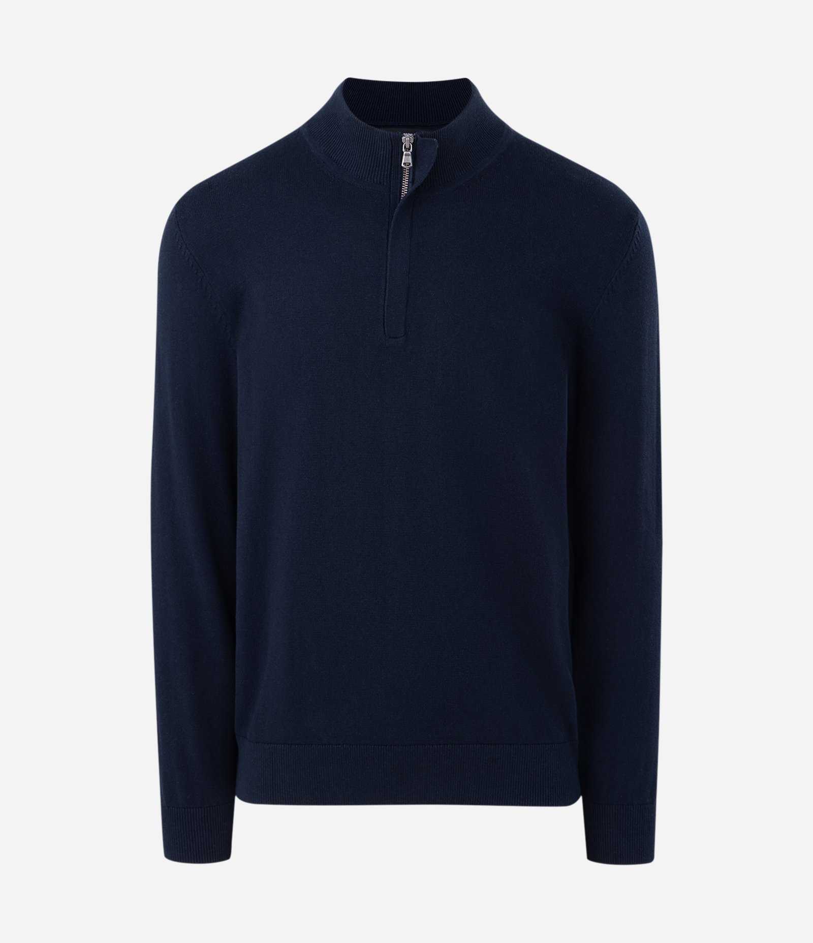 Suéter em Tricô com Zíper na Gola Azul 1