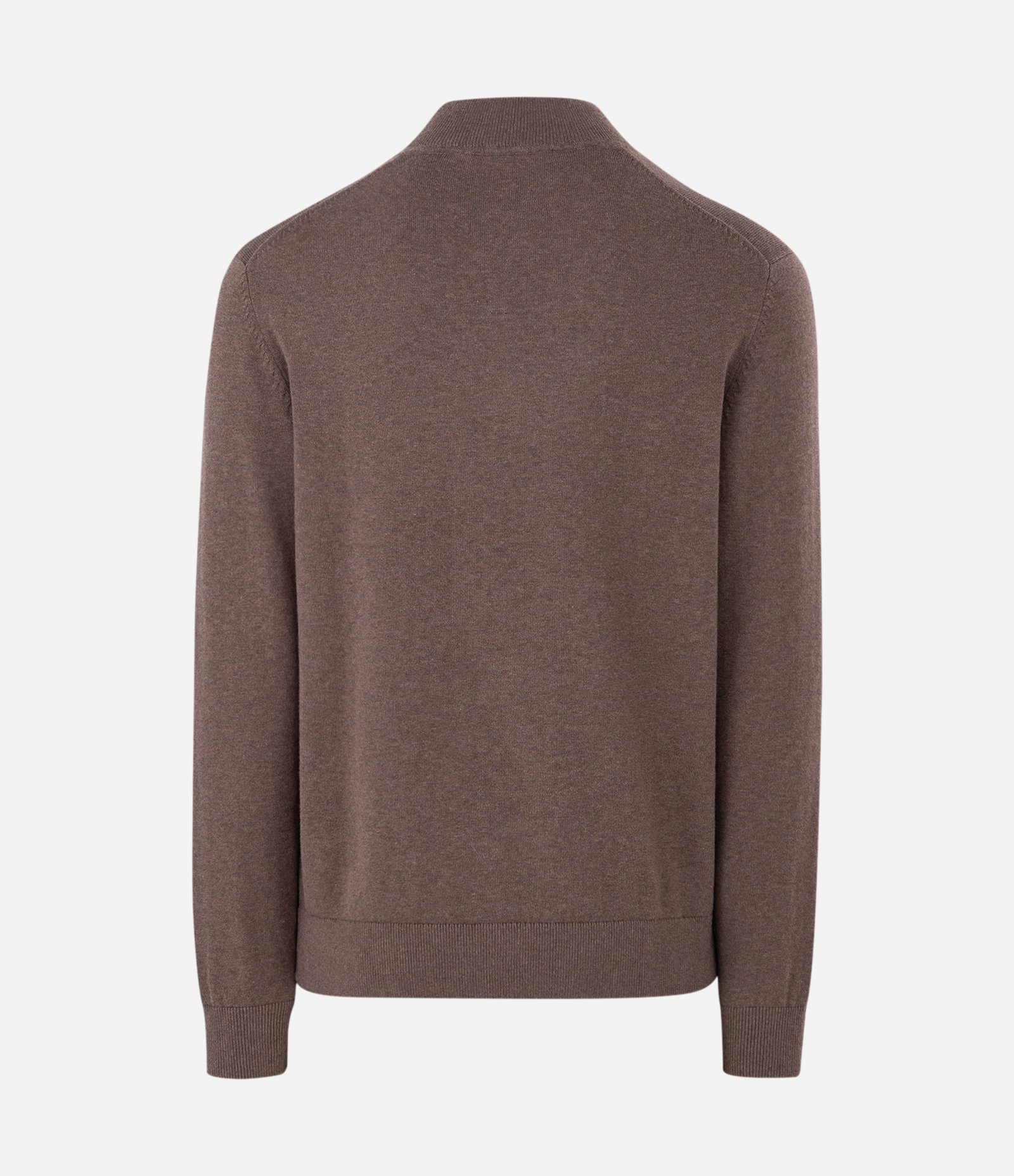 Suéter em Tricô com Zíper na Gola Marrom 2