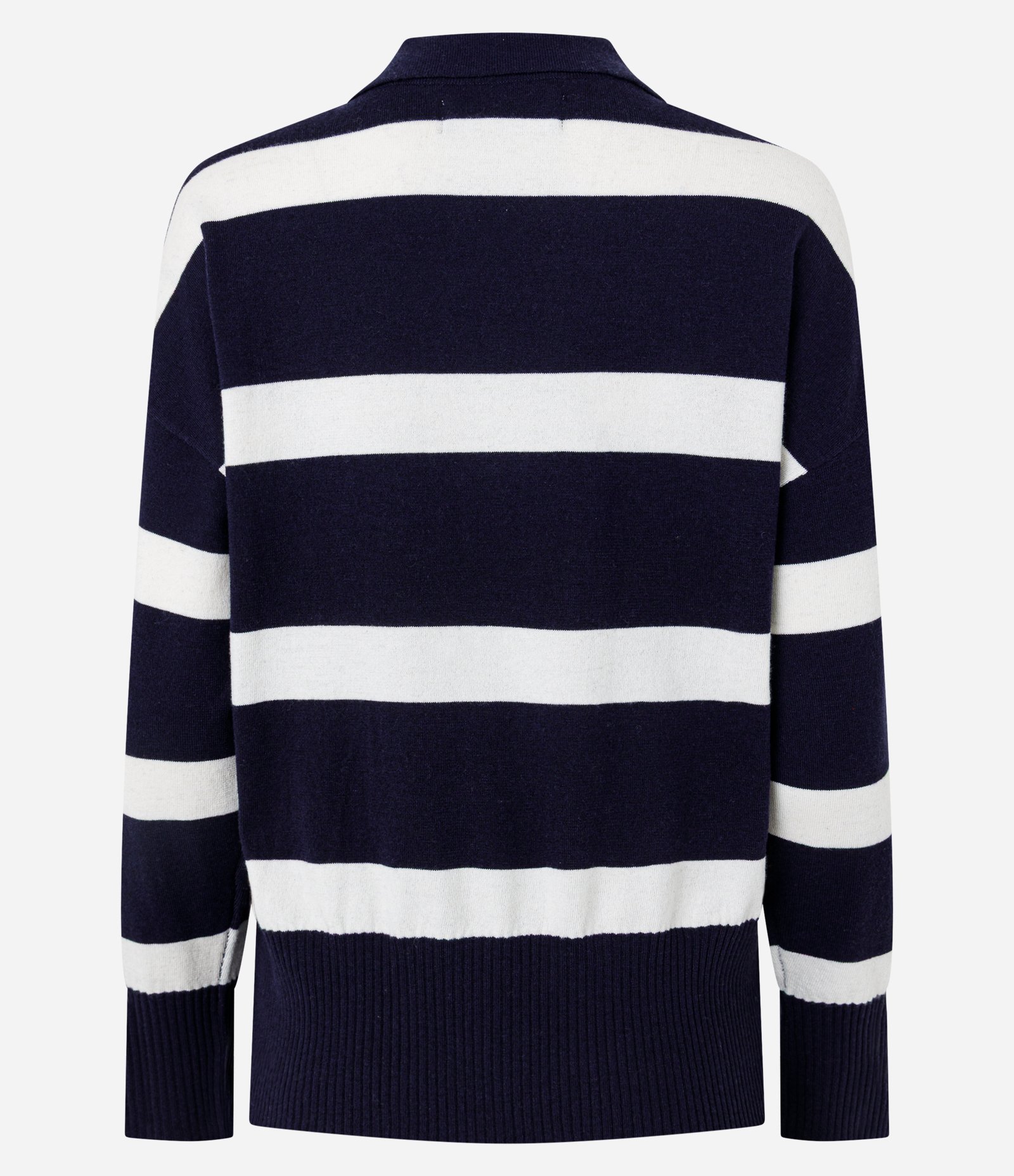 Suéter em Tricô Listrado com Gola Polo Azul 2
