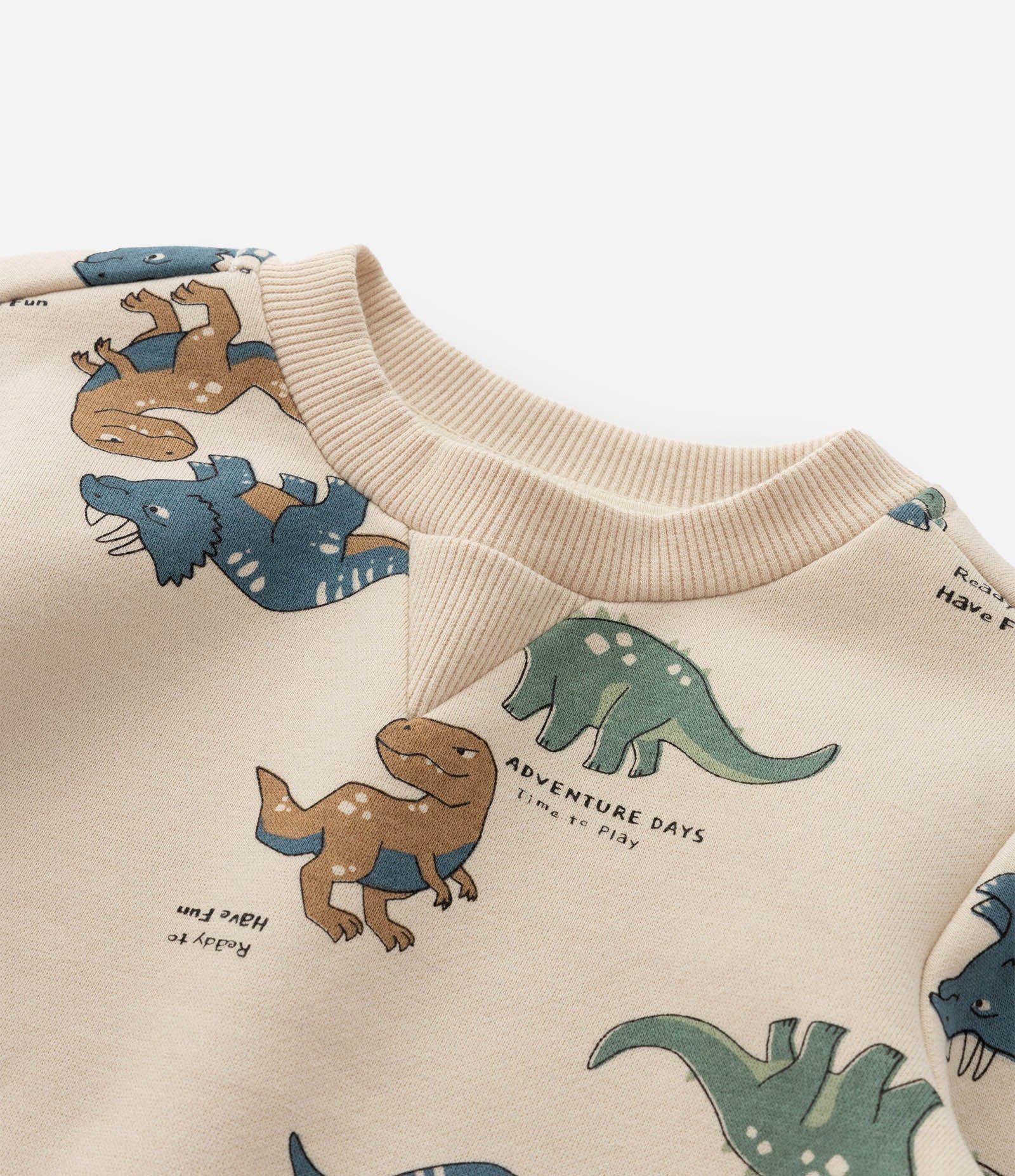 Conjunto Infantil Casaco e Calça com Estampa Dinossauros – Tam 1 a 5/6 Anos Bege/Marrom 12