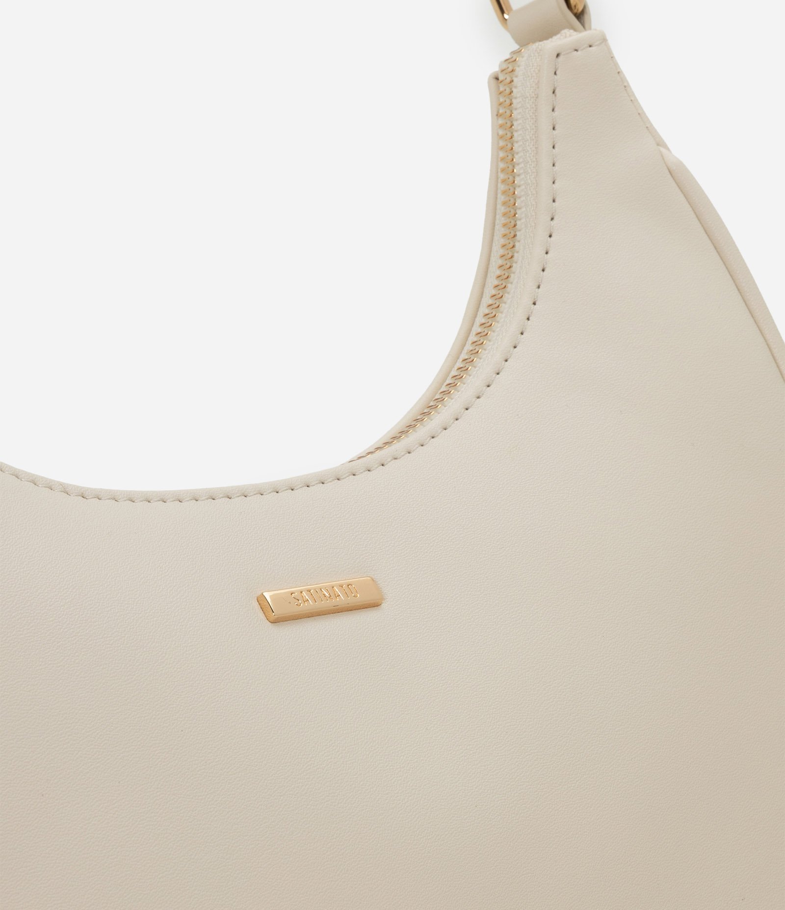 Bolsa Baguete em PU com Metais Light Gold e Alça Ajustável Off White 4
