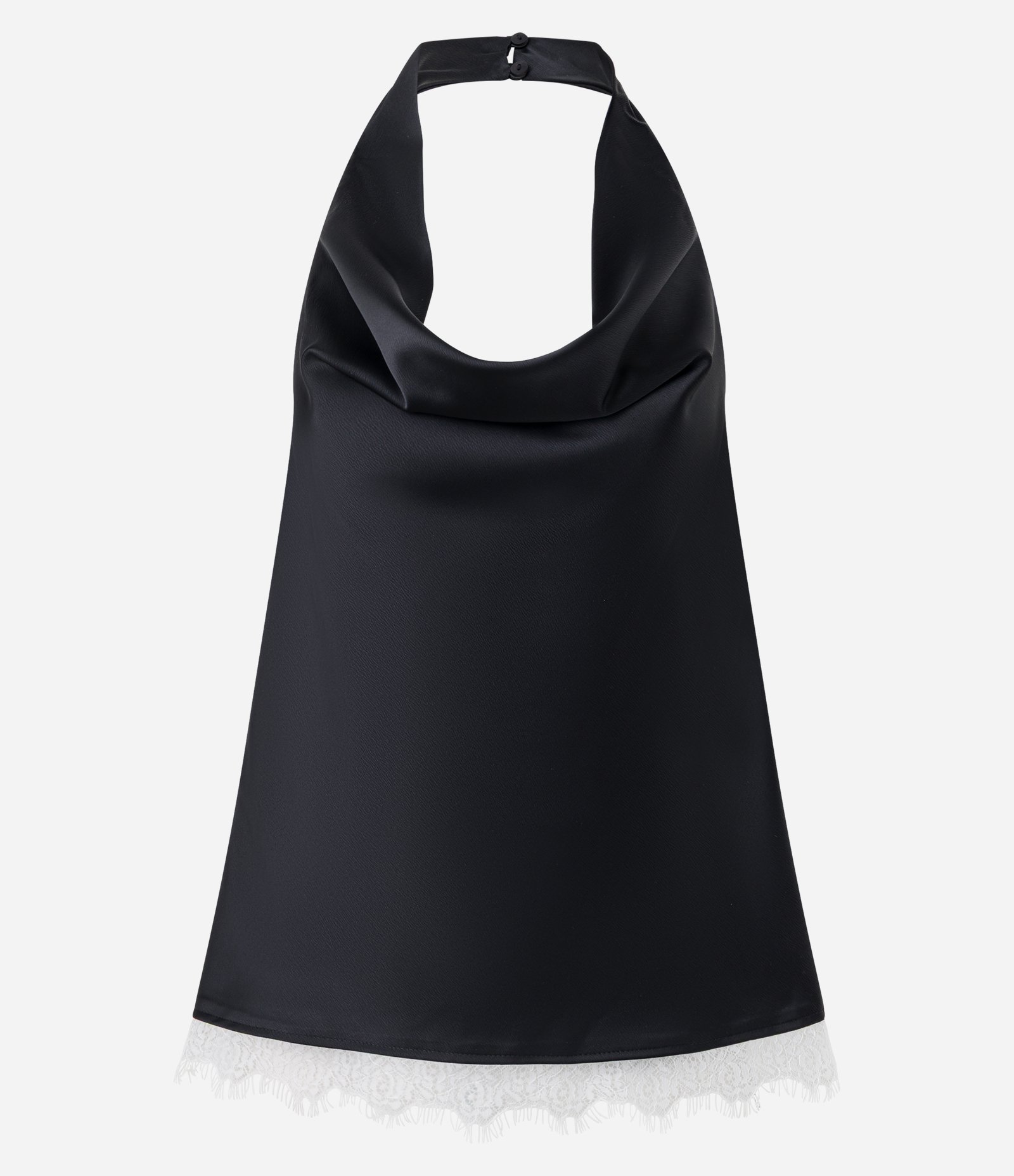 Blusa Frente Única em Cetim com Decote Degagê com Renda na Barra Preto 5