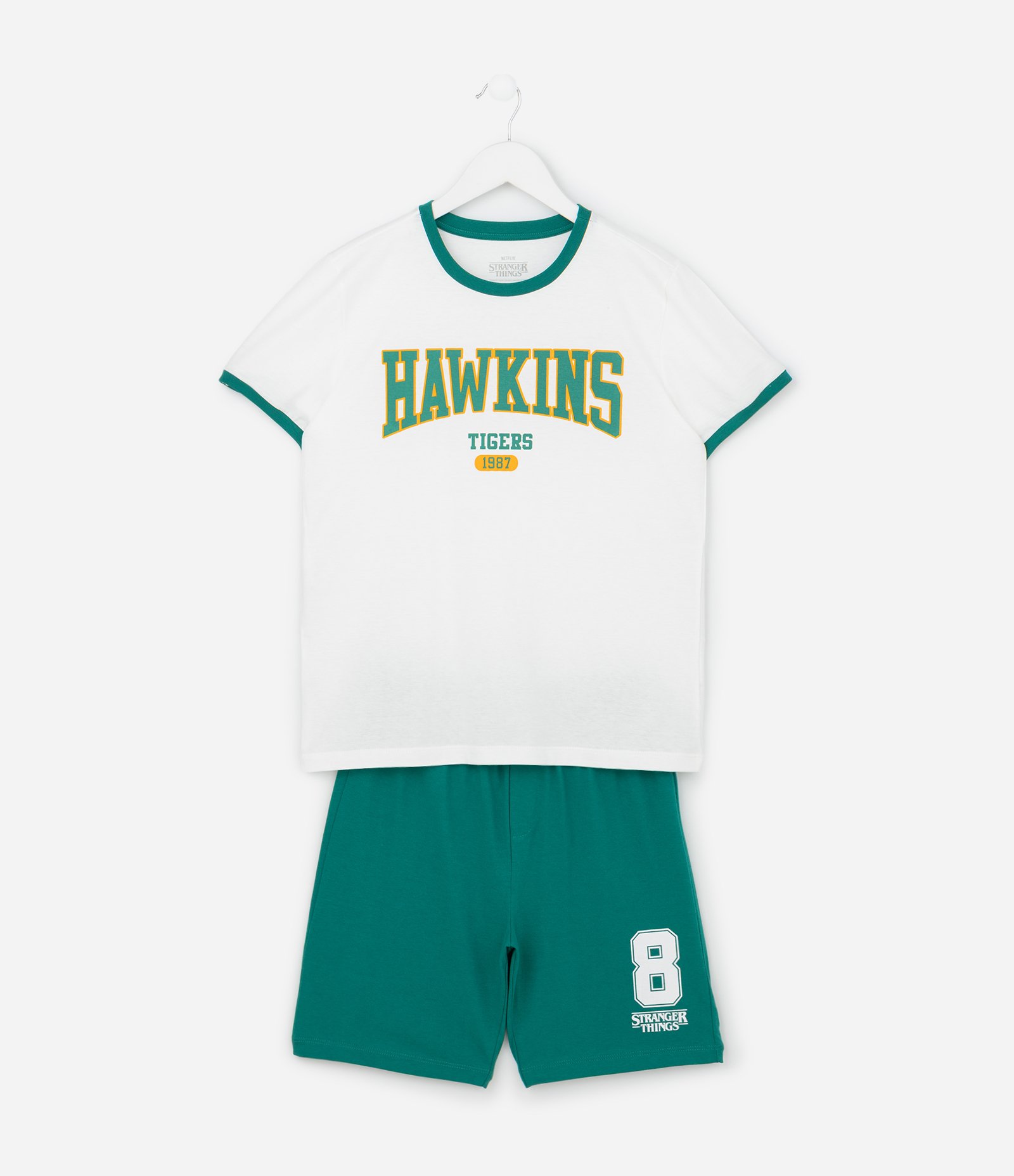 Pijama Curto Infantil Estampado Stranger Things - Tam 9 a 16 Anos Verde 1
