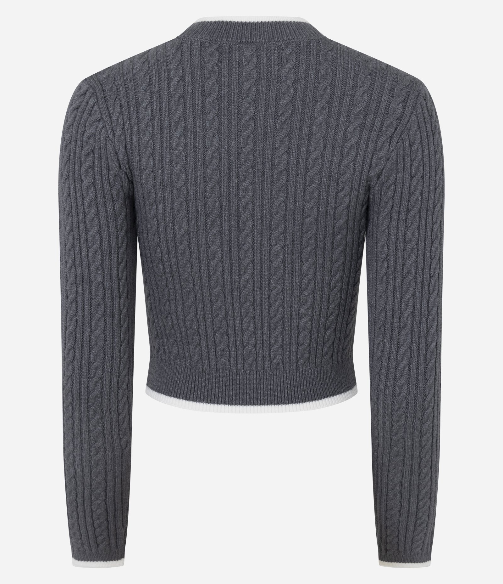 Blusa Cropped em Tricô com Estampa de Urso Cinza 3