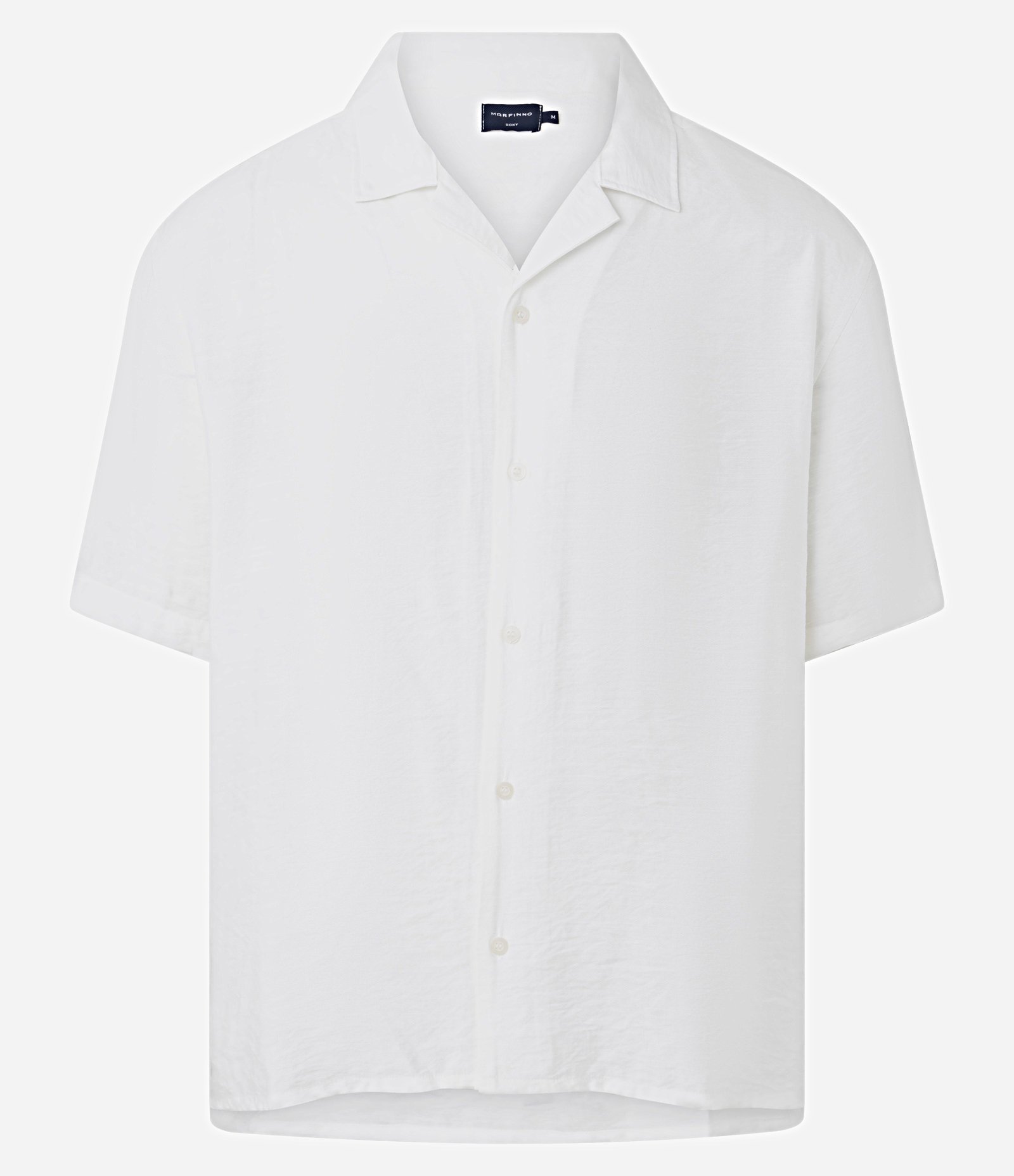 Camisa Boxy em Viscose Texturizado e Gola Bowling Branco 5