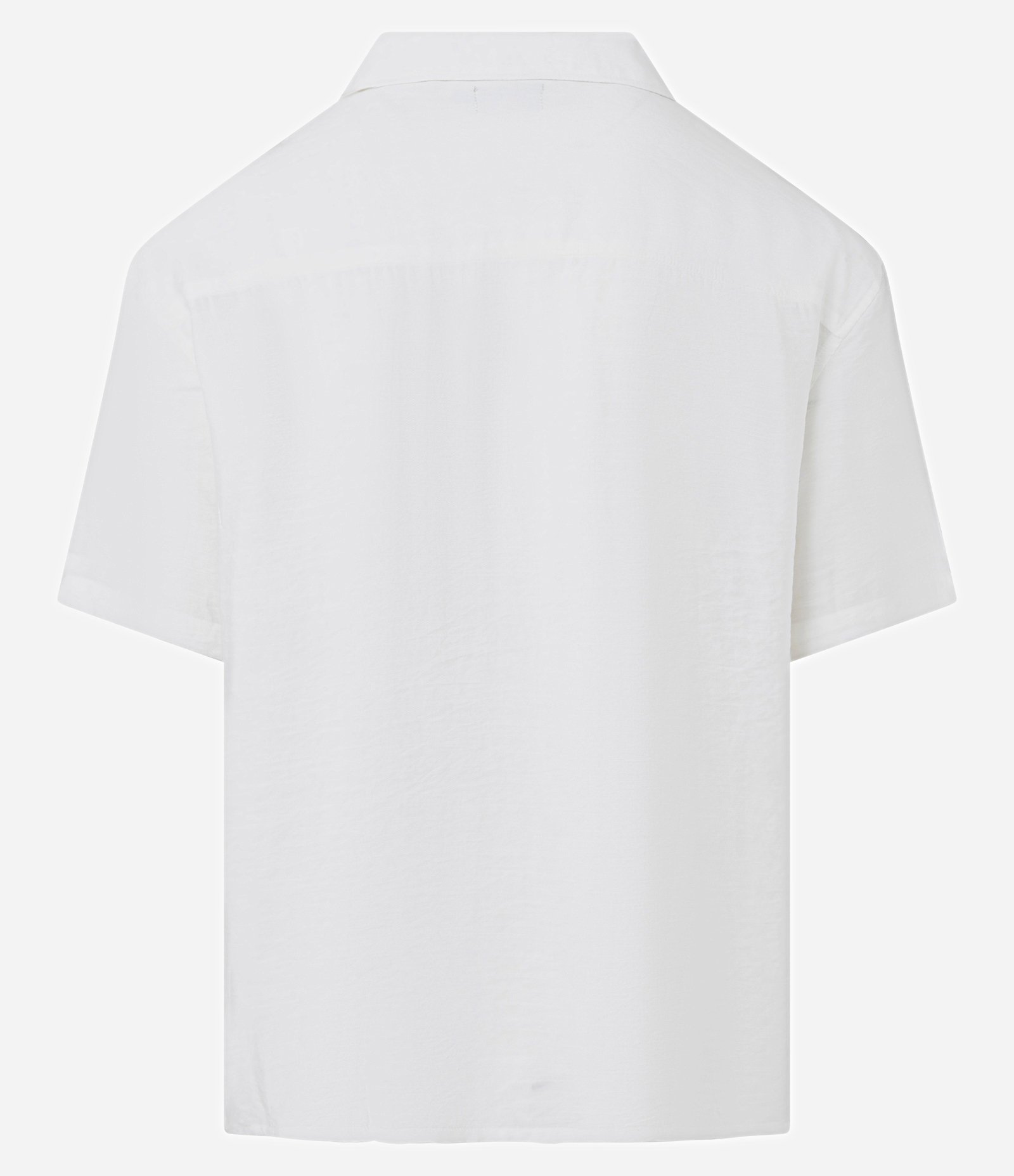 Camisa Boxy em Viscose Texturizado e Gola Bowling Branco 6