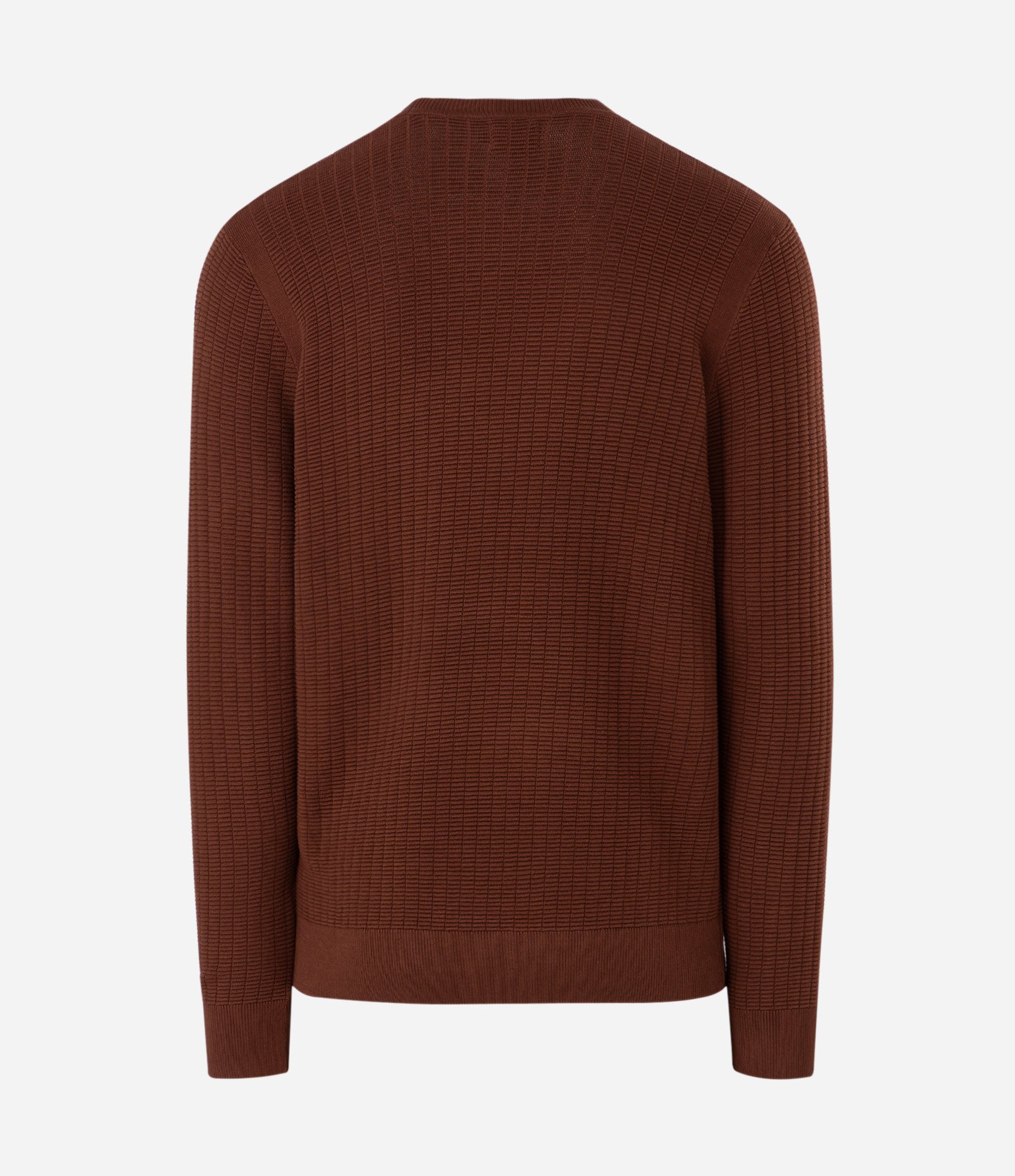 Suéter em Malha com Textura Xadrez Grid Marrom 2