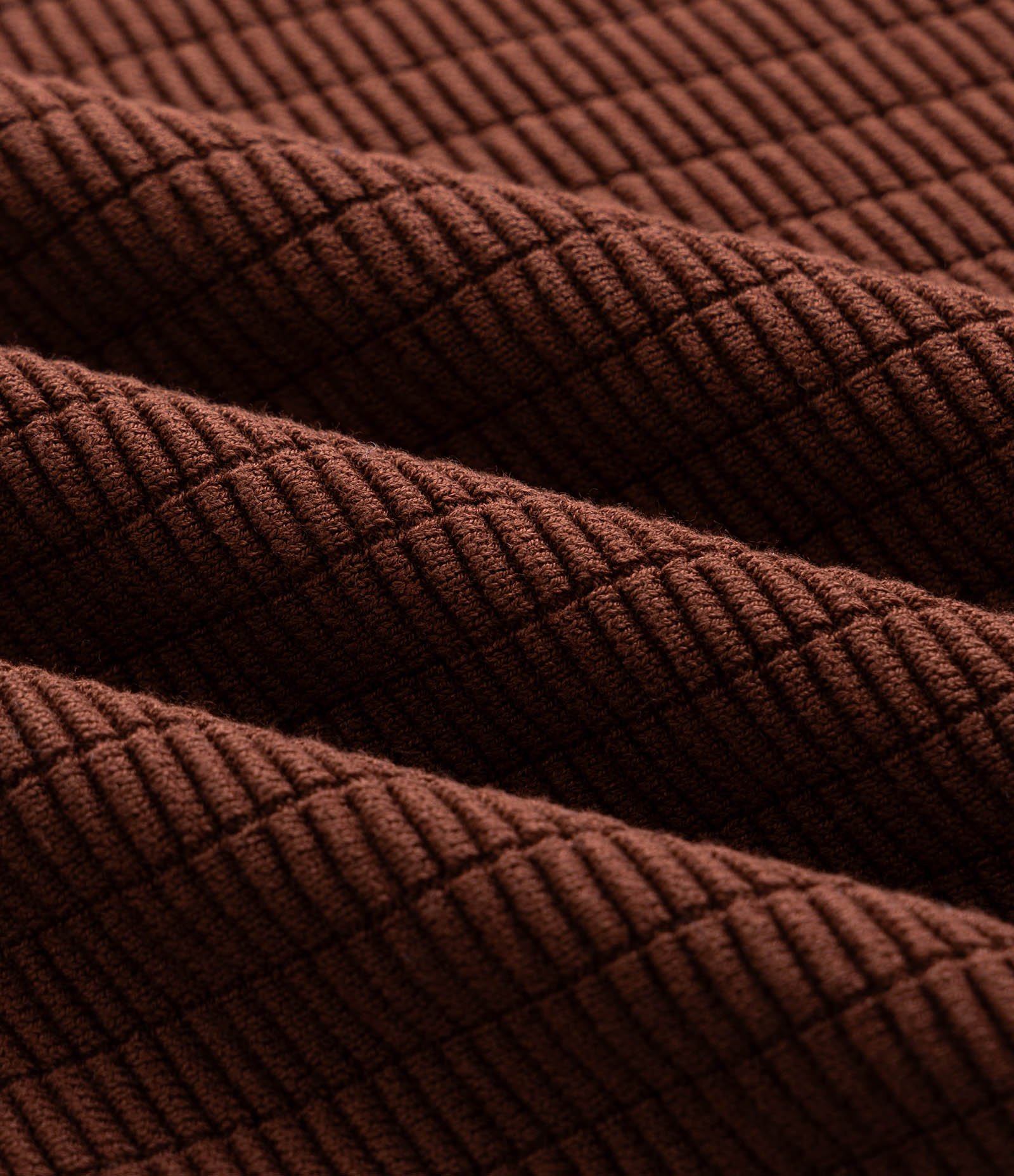 Suéter em Malha com Textura Xadrez Grid Marrom 3