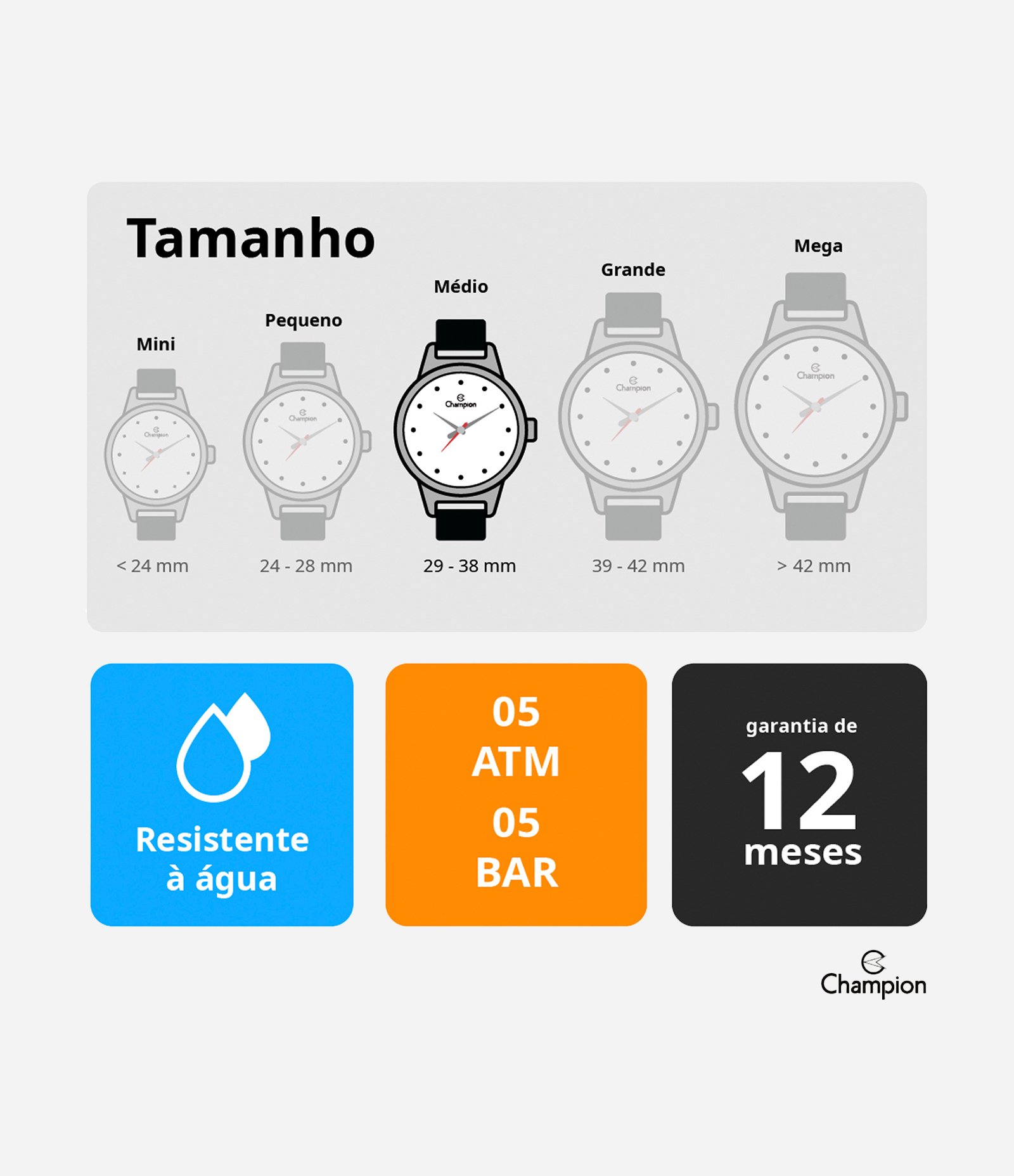 Kit Relógio Analógico Aço Feminino Champion Prata 4