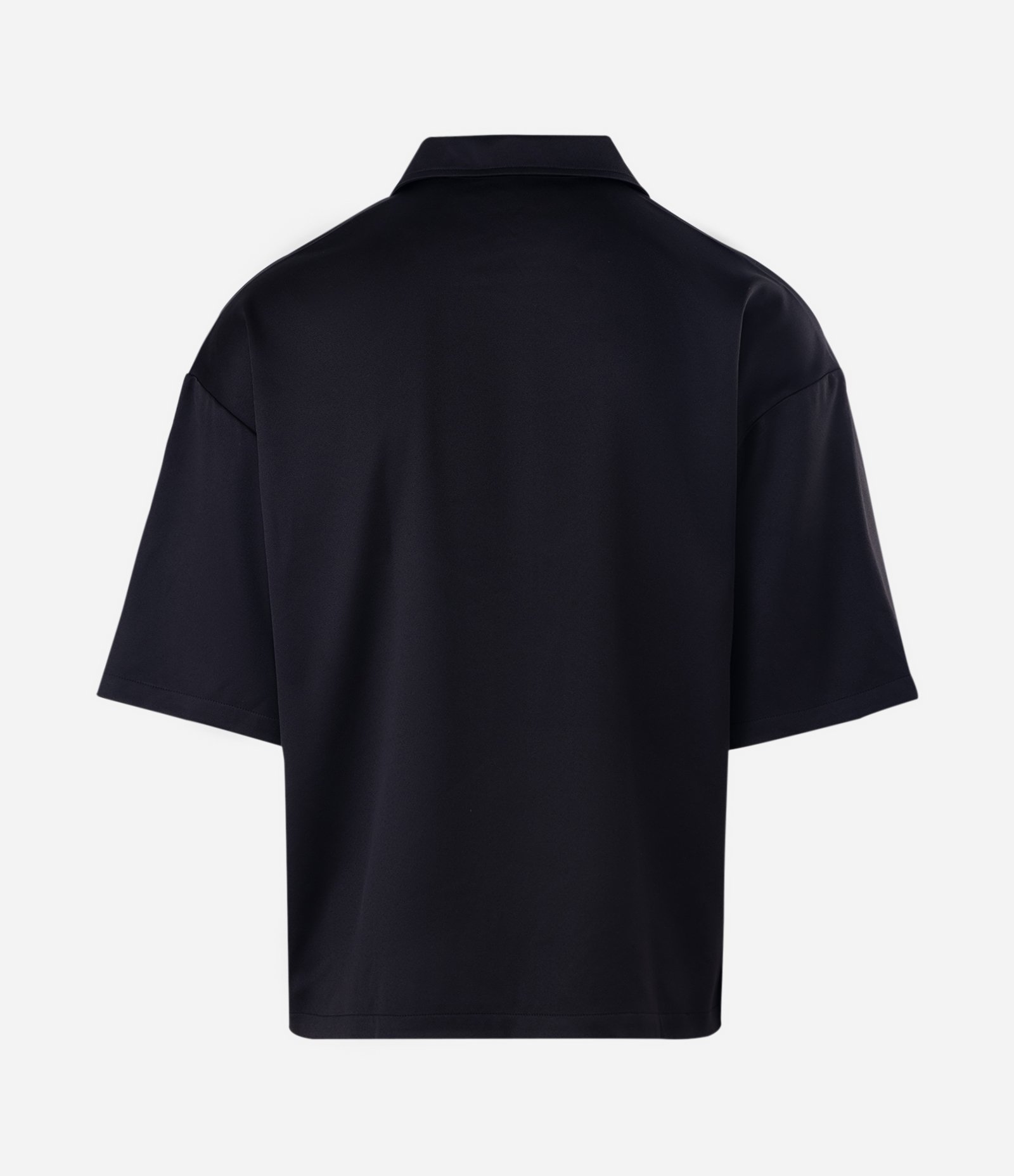 Camisa Manga Curta Lisa com Zíper de Cruz Preto 6