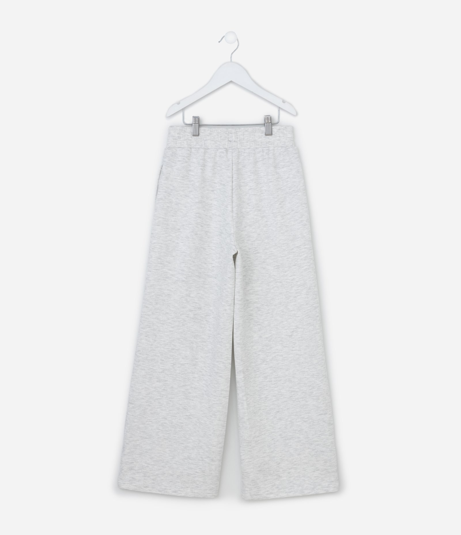 Calça Infantil Wide Leg Em Moletom Liso Sem Felpa - Tam 5 A 14 Anos Cinza Claro 2