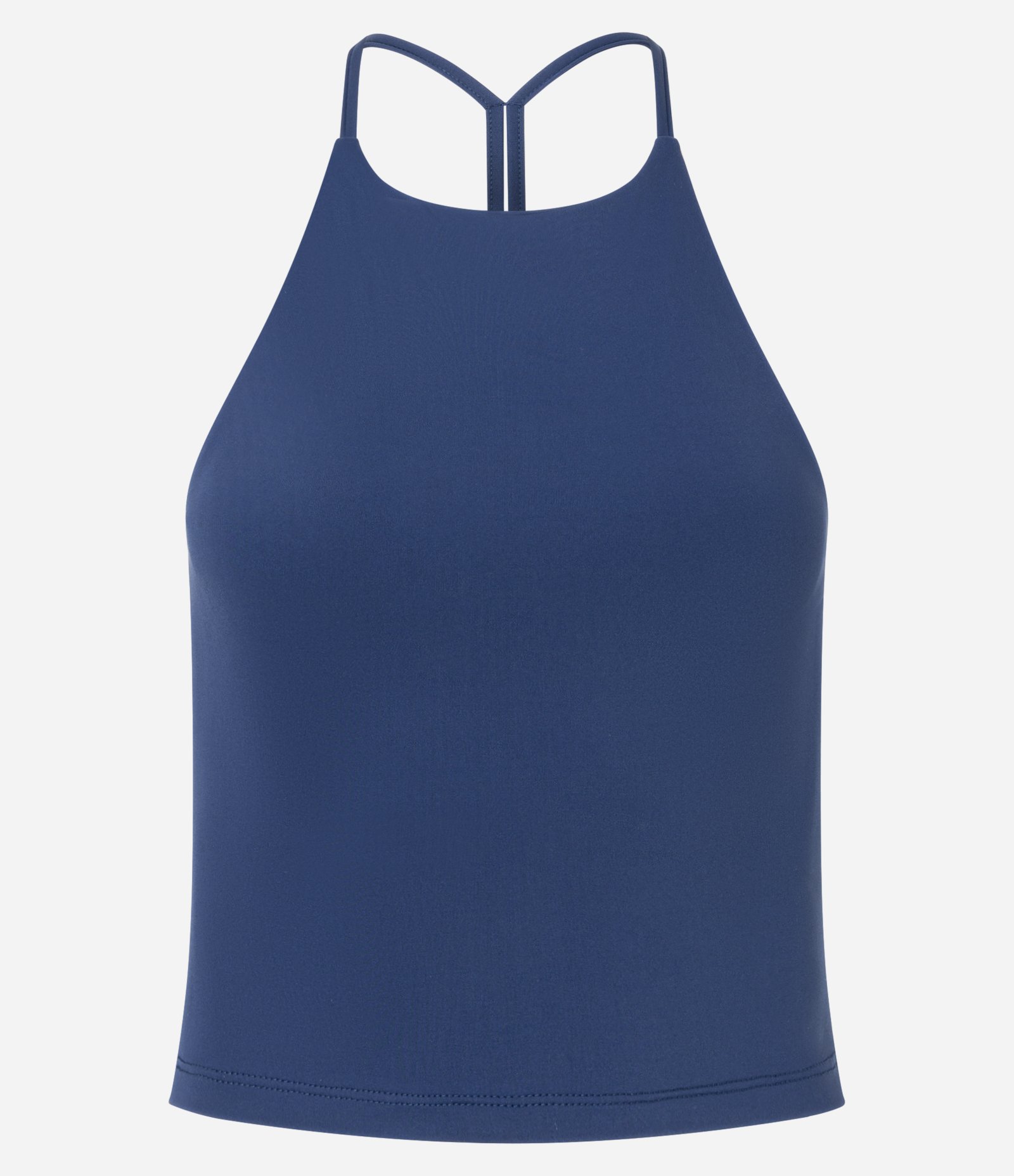 Blusa Curta em Microfibra com Gola Halter Azul 5