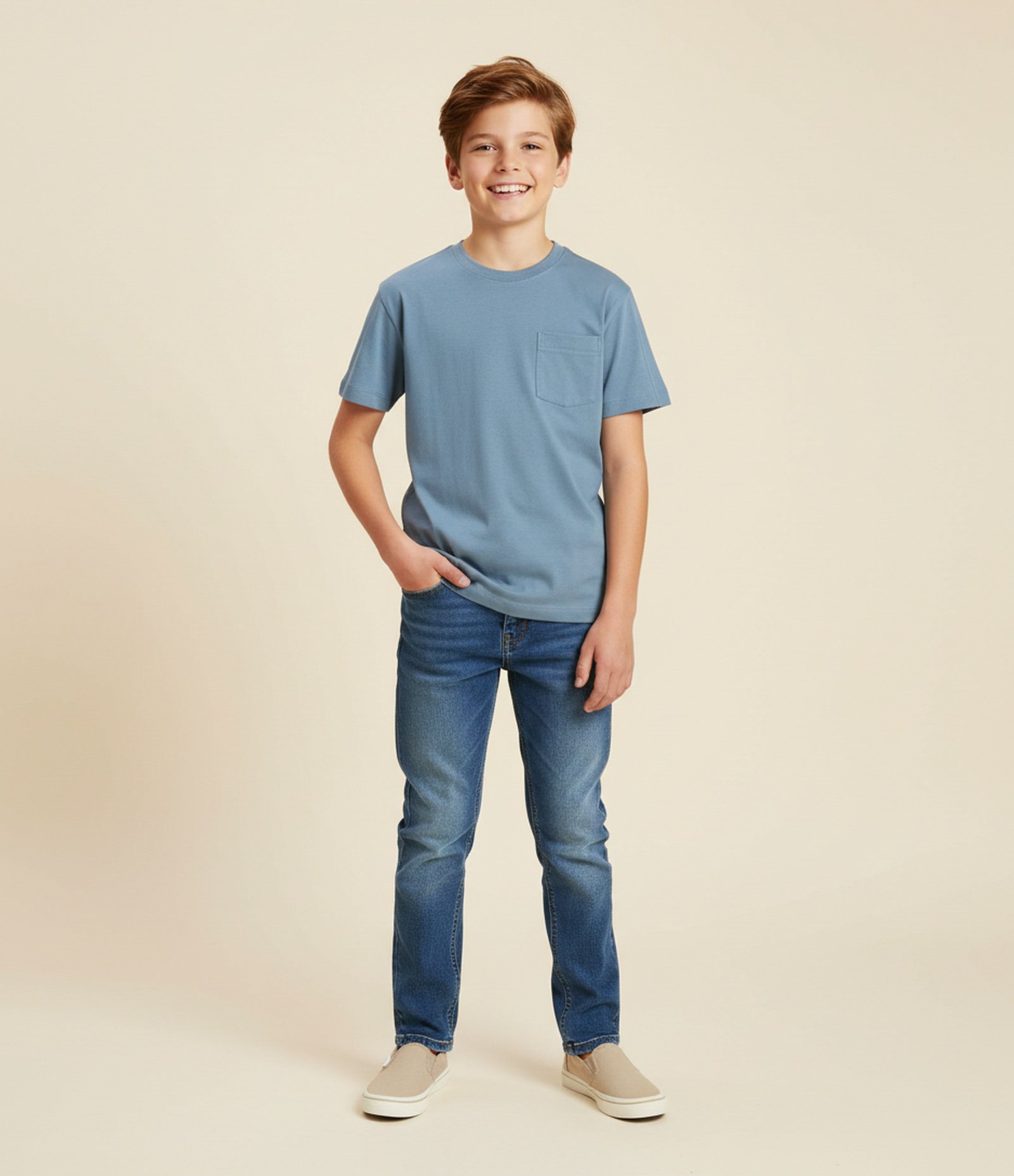 Camiseta Infantil Regula com Bolsinho – Tam 5 a 14 Anos Azul 1