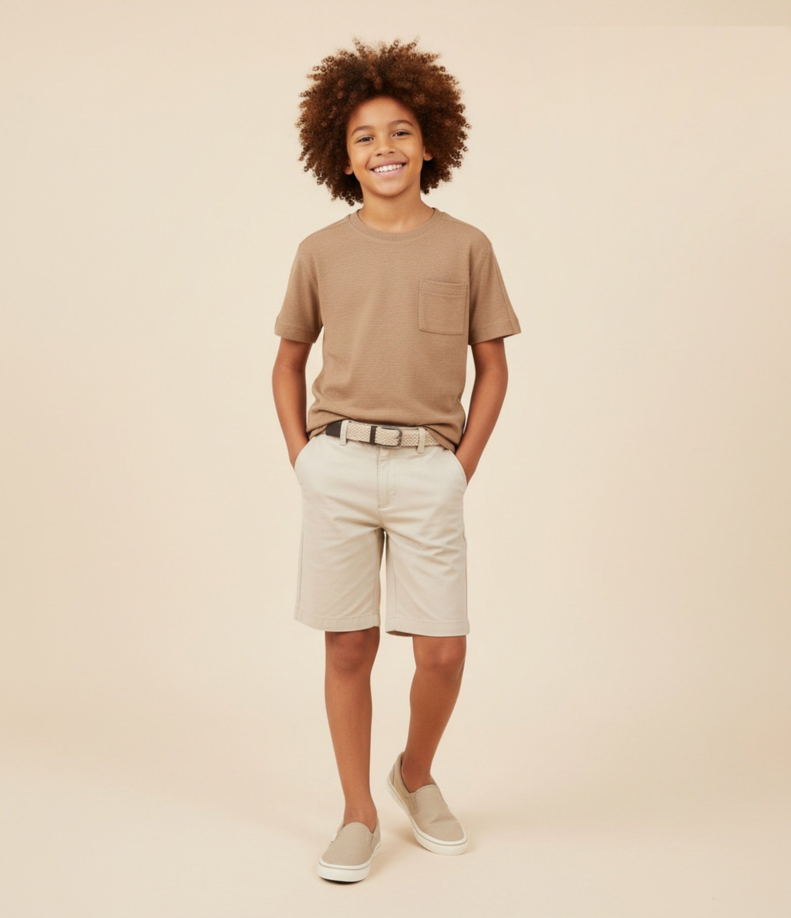 Camiseta Infantil Regula com Bolsinho – Tam 5 a 14 Anos Caramelo 1