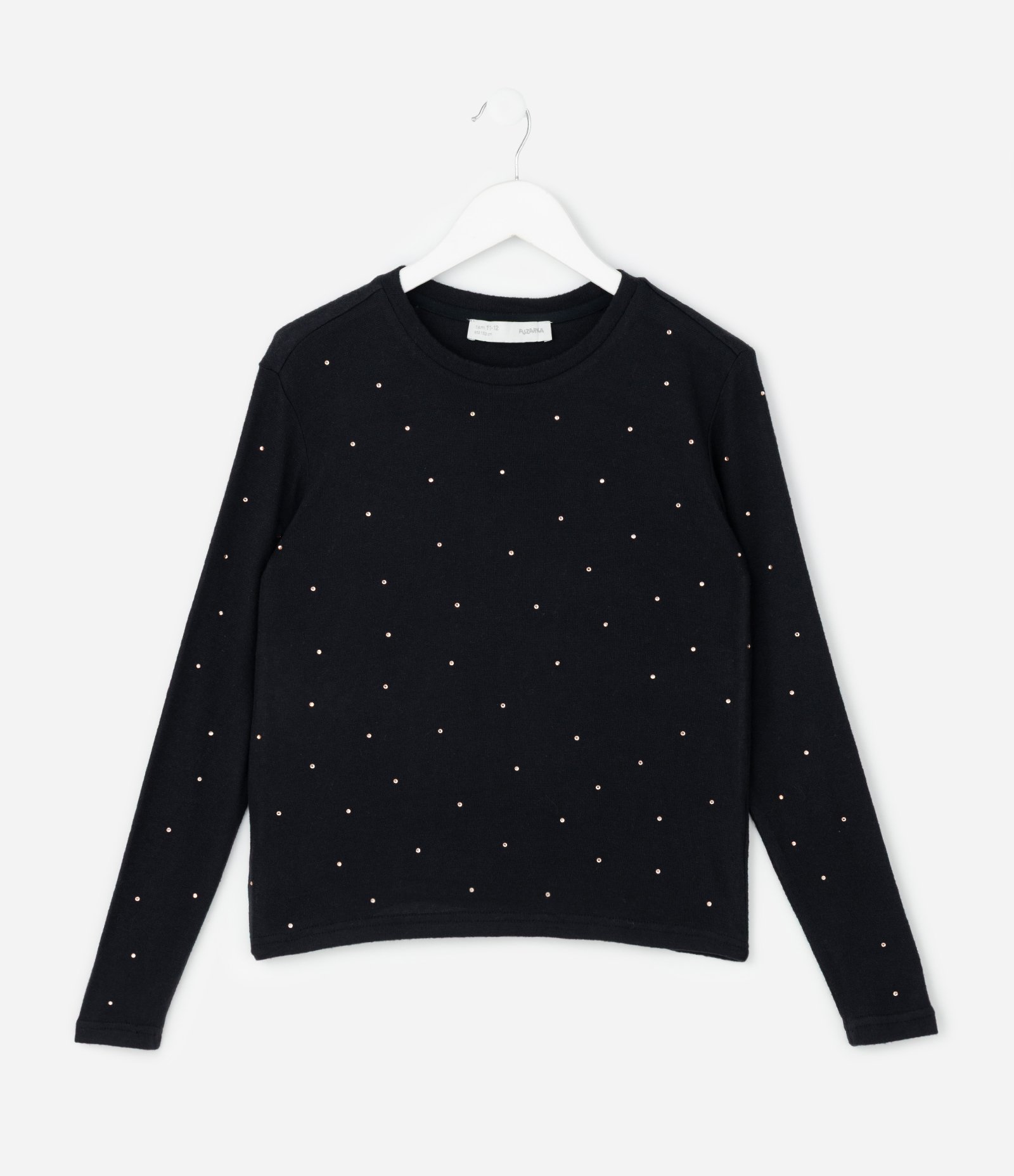 Casaco Infantil em Tricô com Aplicações Brilhantes – Tam 5 a 14 Anos Preto 1