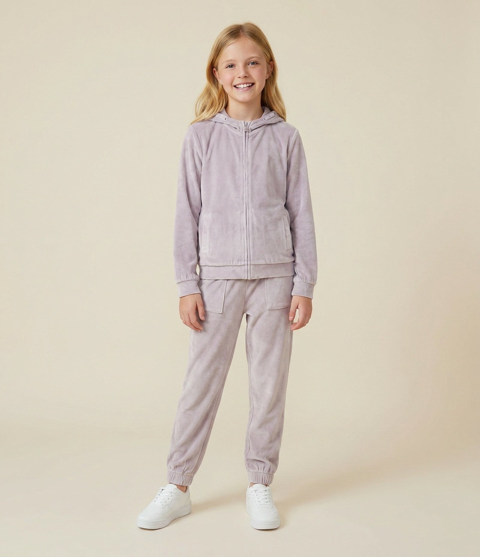 Calça Infantil Jogger com Cós Funcional – Tam 5 a 14 Anos Lilás Acinzentado 1