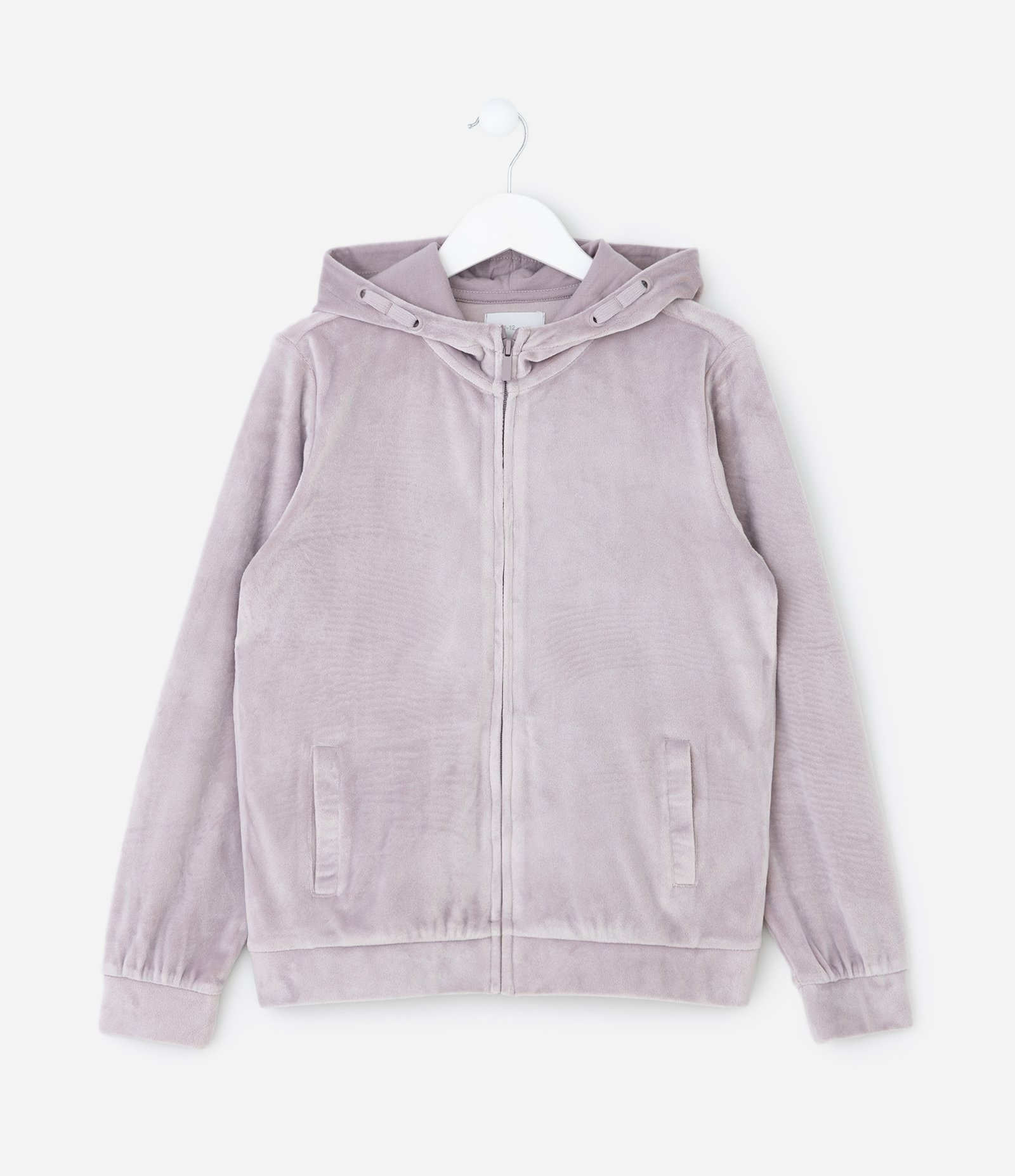 Jaqueta Infantil com Capuz e Bolsos – Tam 5 a 14 Anos Lilás Acinzentado 1